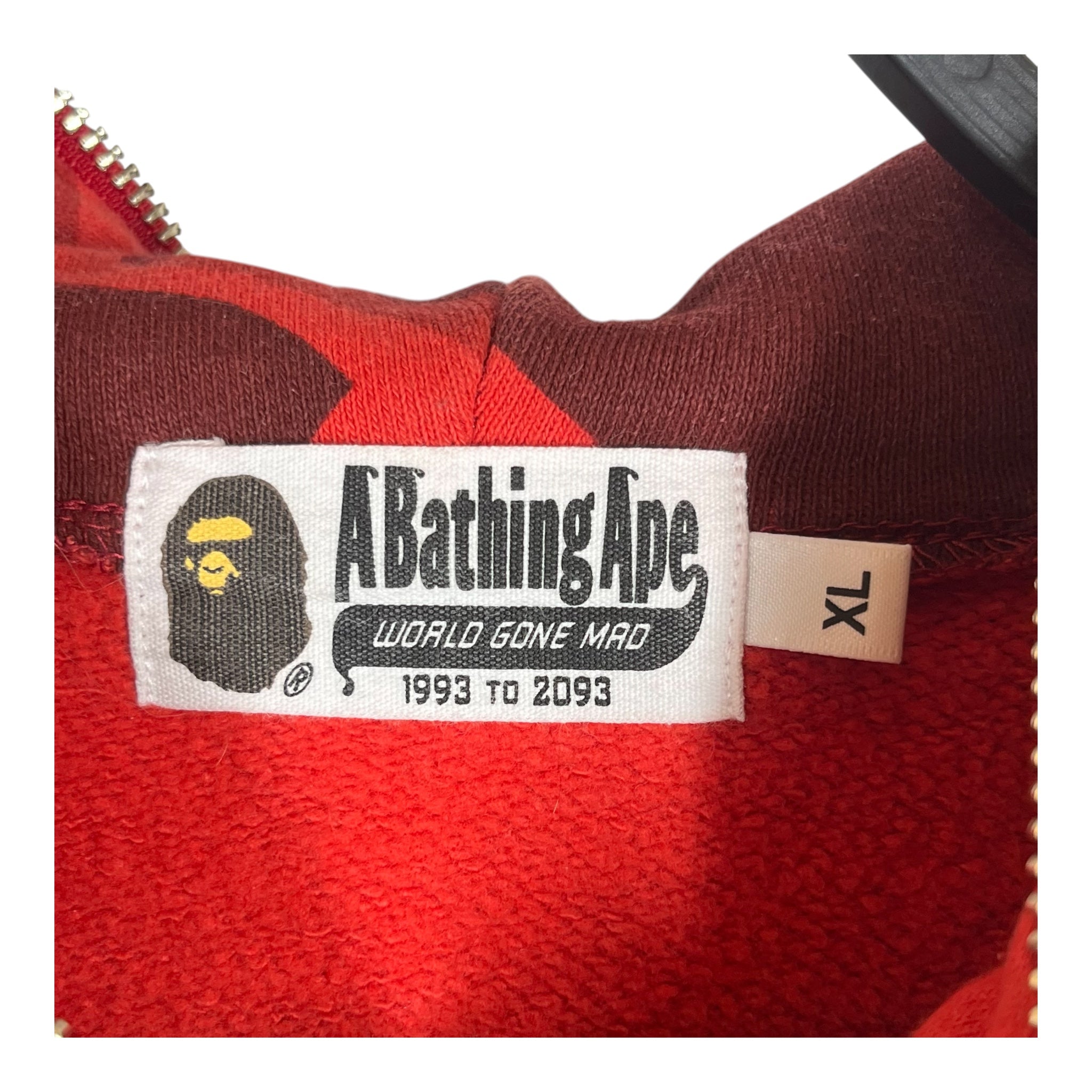 A BATHING APE/Zip Up Hoodie/XL/Camouflage/Cotton/RED/BAPE COLOR CAMO SHARK FULL ZIP view 3