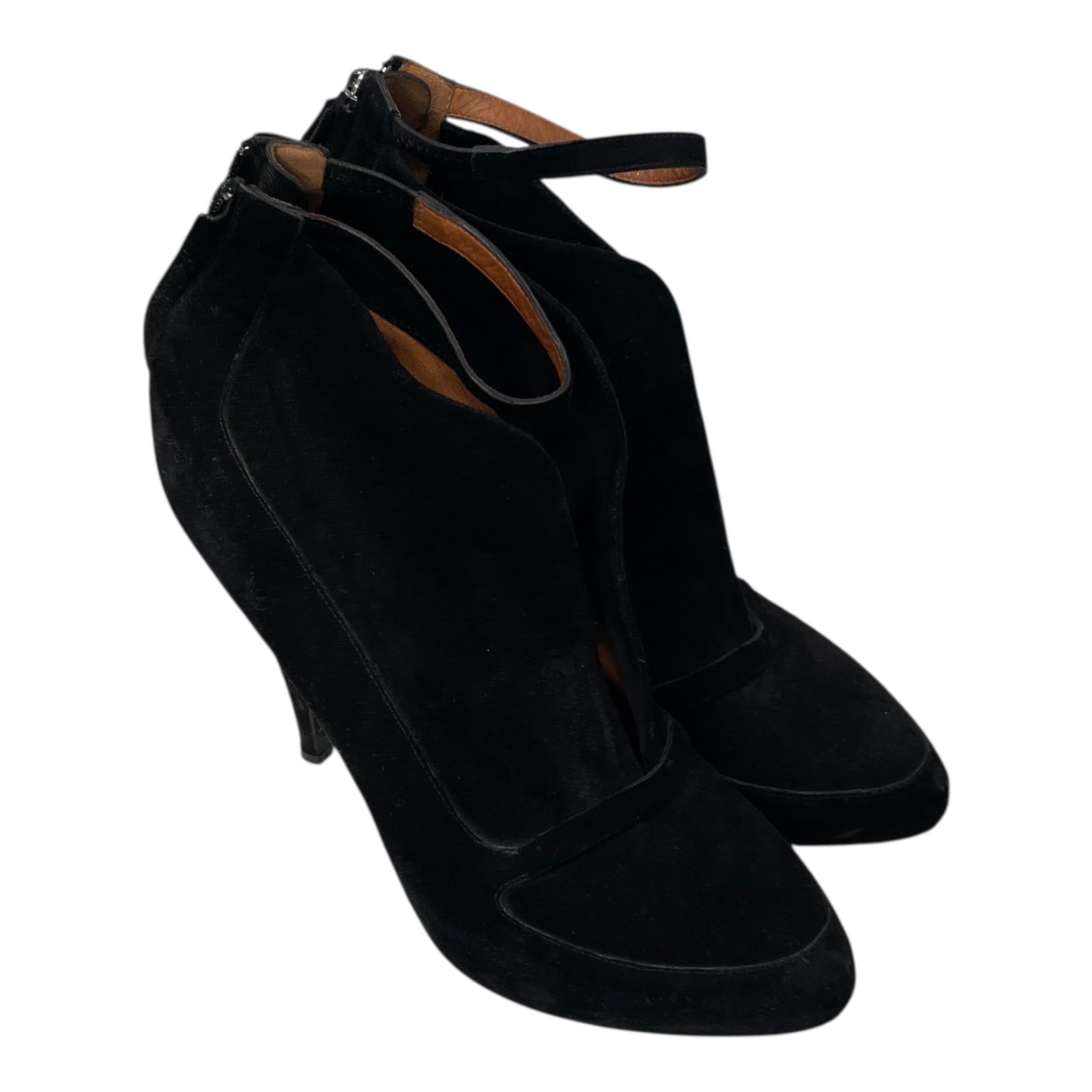 GIVENCHY/Heels/EU 37.5/Suede/BLK/BACK ZIP ANKLE STRAP view 1
