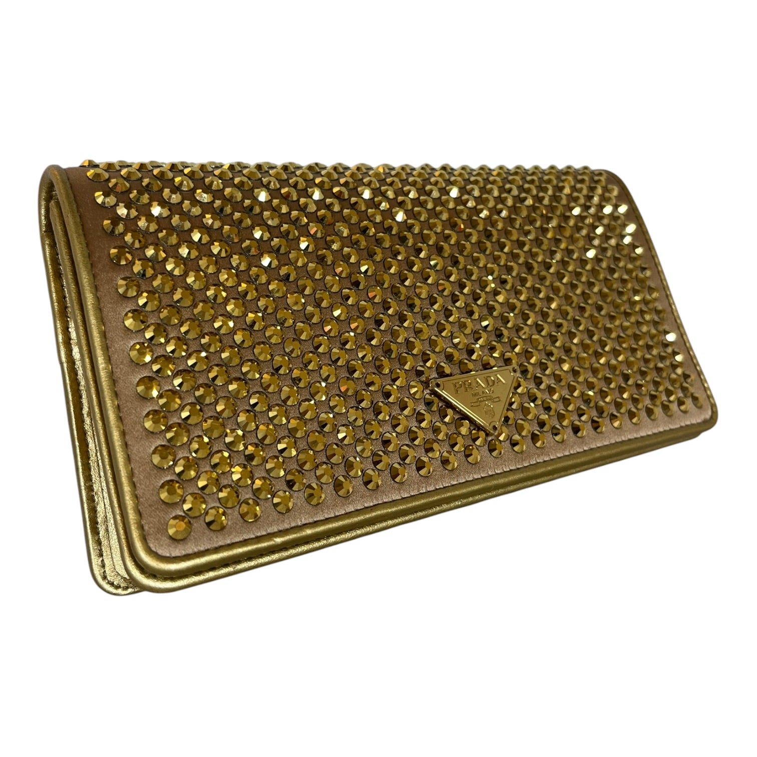 PRADA/Cross Body Bag/Leather/GLD/CRYSTAL - EMBELLISHED SATIN CA