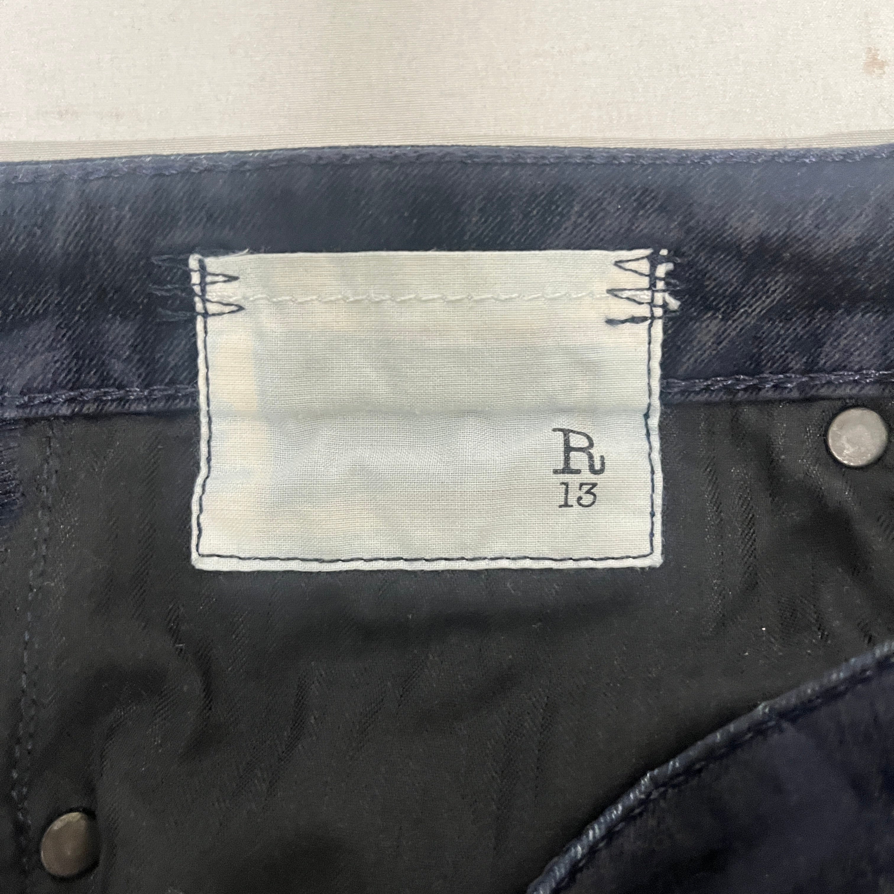R13/Bootcut Pants/27/Velour/NVY/DESTRESSED KNEE CUTS view 3