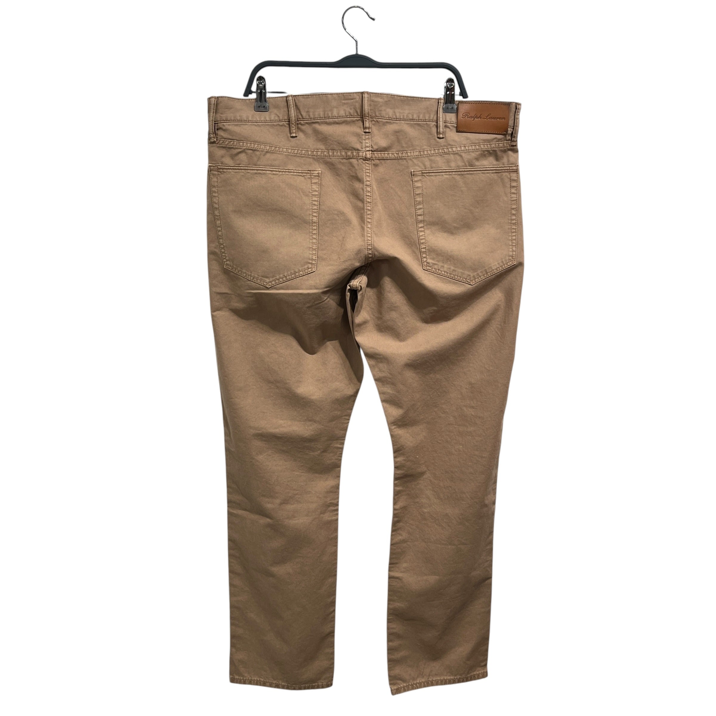 RALPH LAUREN PURPLE LABEL/Straight Pants/38/Cotton/CML/Leather Back Tab view 2