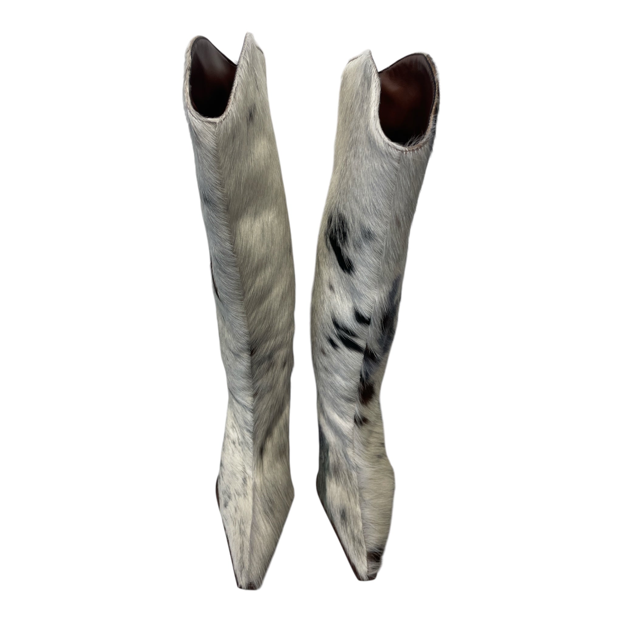 SCHUTZ/Boots/US 6.5/Animal Pattern/Leather/CRM/PONYHAIR KNEE HIGH STILETTO view 3