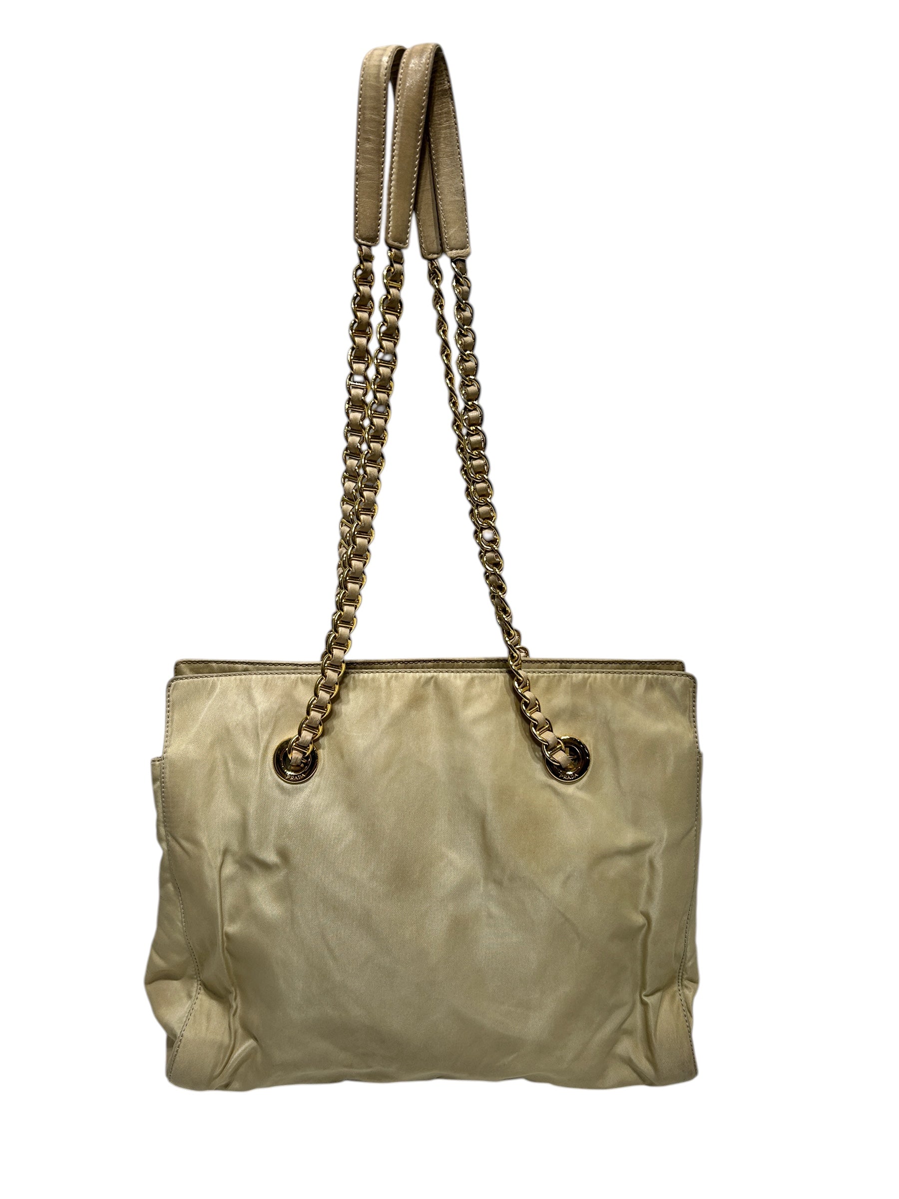 PRADA/Bag/Cotton/CRM/chain handels view 2