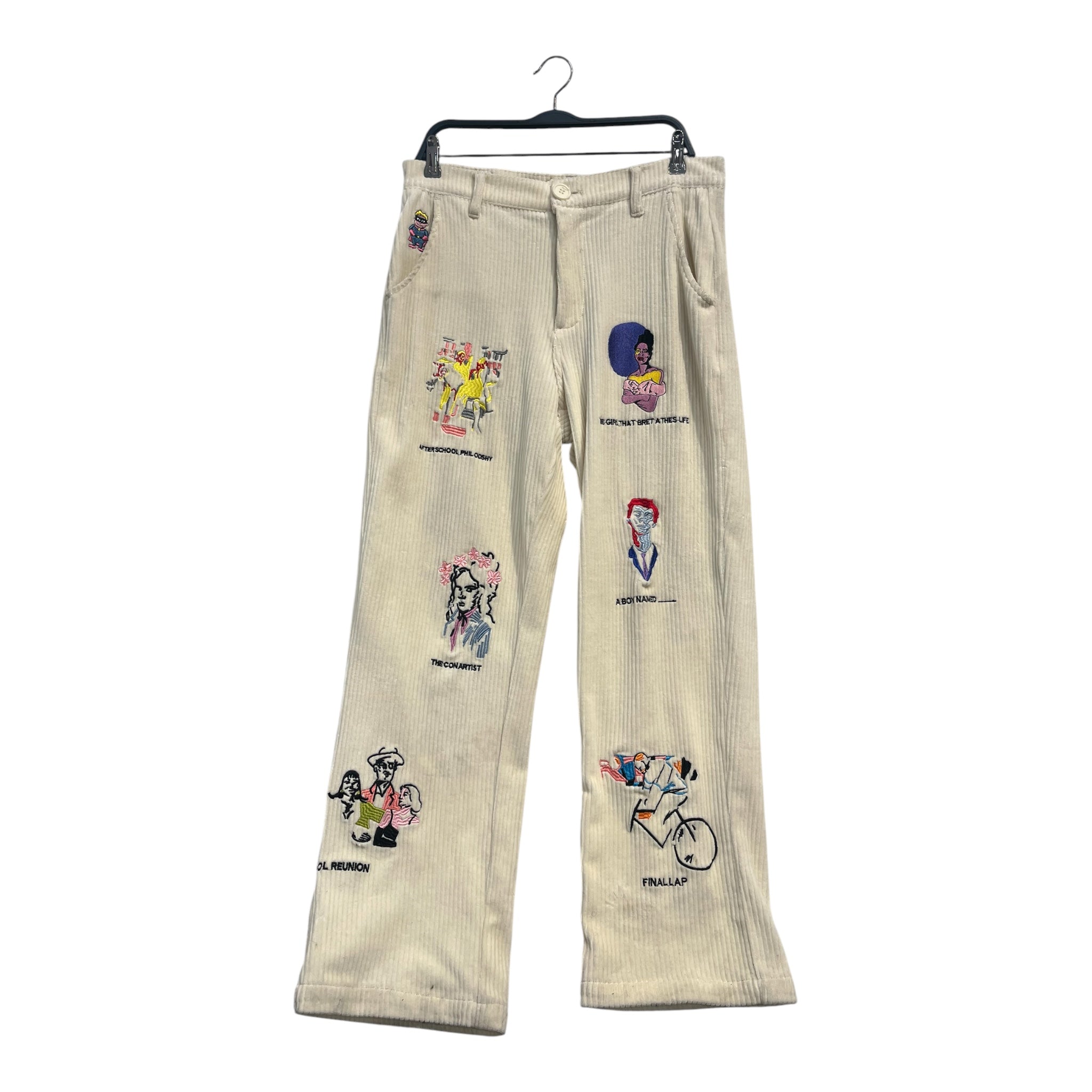 KIDSUPER STUDIOS/Pants/32/Cotton/CRM/cordouroy with embrodiery view 1