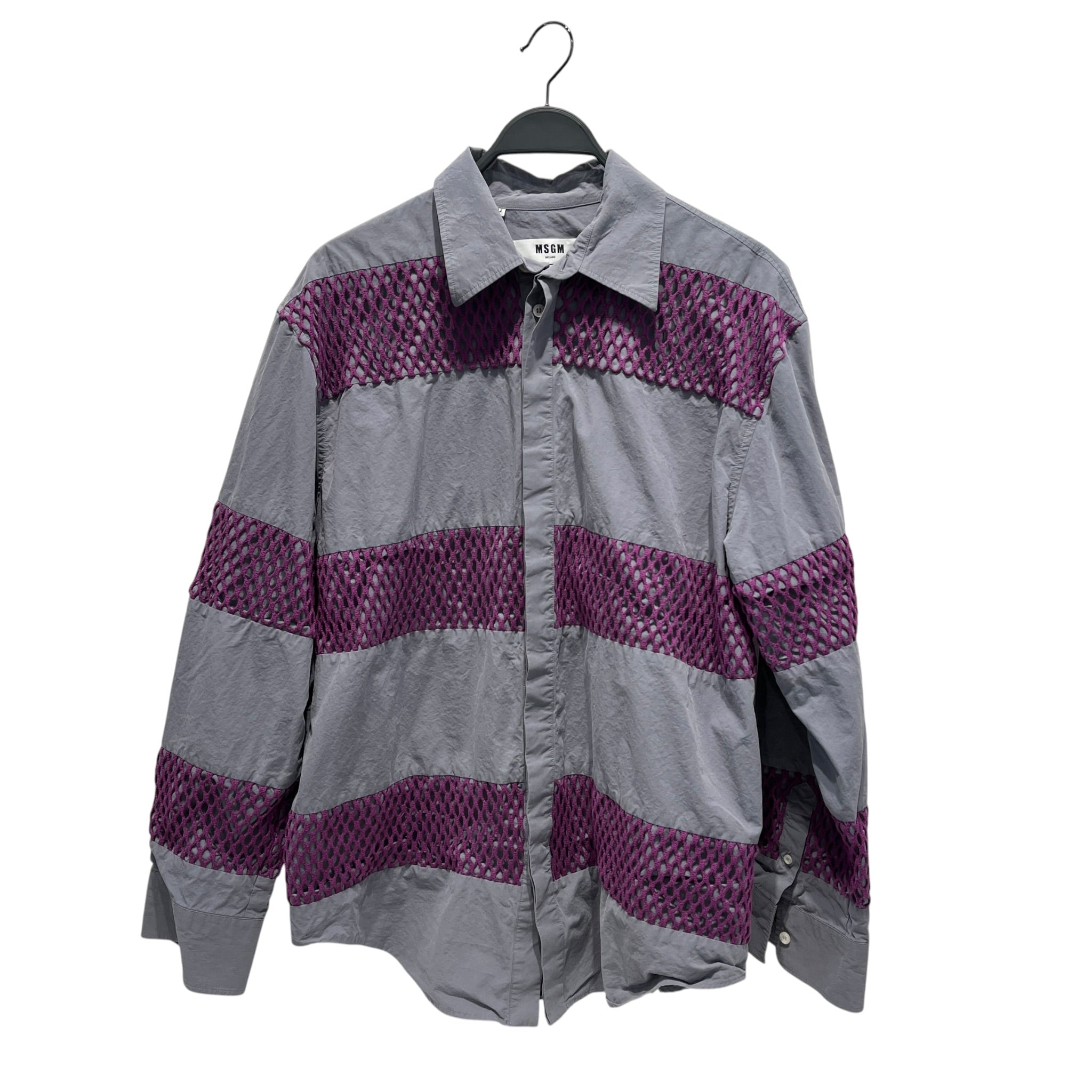 MSGM/LS Shirt/L/Cotton/GRY/Stripe/PURPLE NET STRIPE view 1