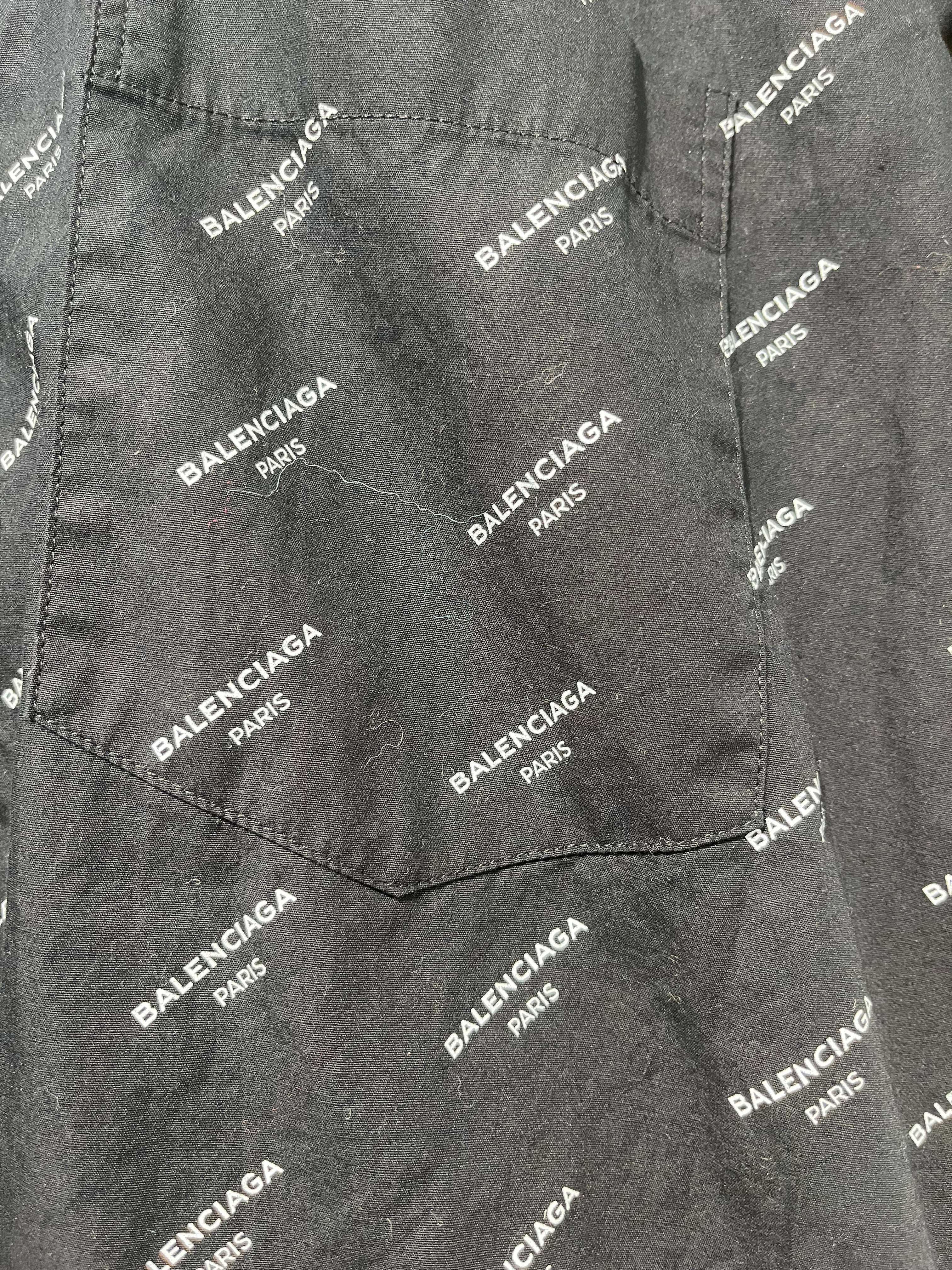 BALENCIAGA/Shirt/38/Cotton/BLK/Monogram/BUTTON COLLAR WHITE LOGO view 3