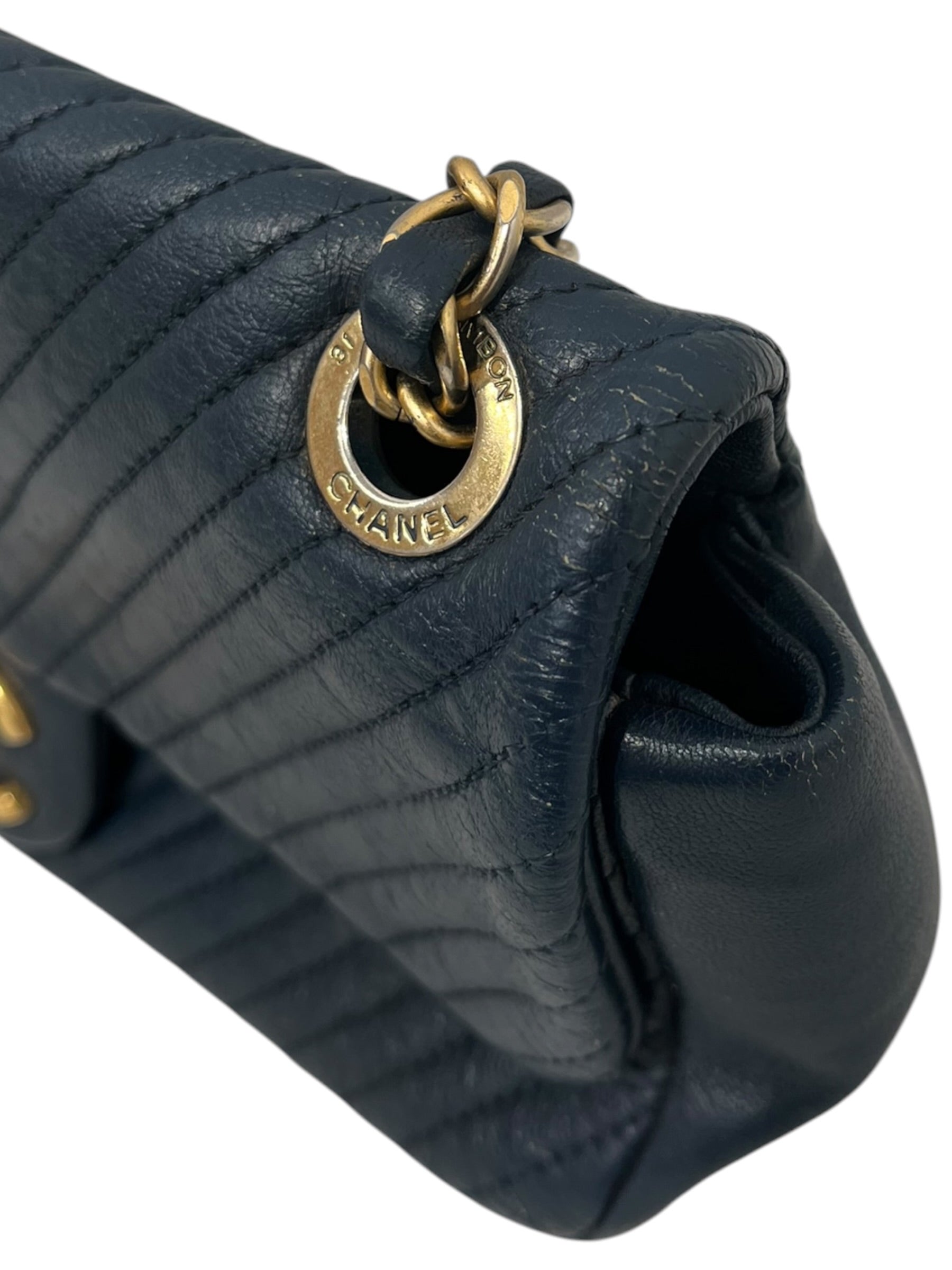 CHANEL/Bag/Lambskin/NVY/CHEVRON FLAP BAG view 9