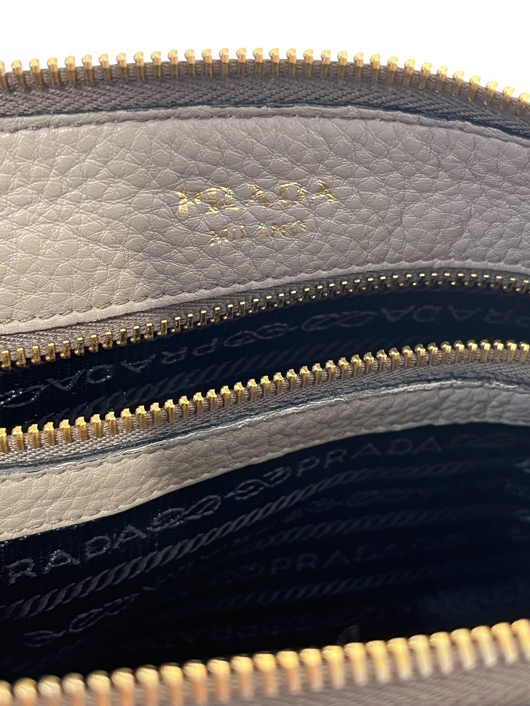 PRADA/Cross Body Bag/Leather/GRY/Pebbled leather cross body view 7