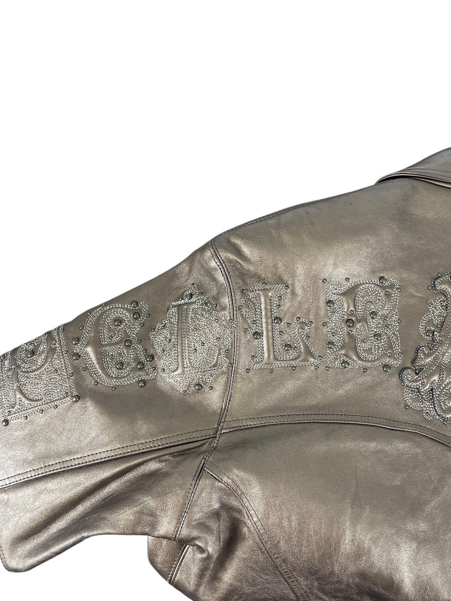 Pelle Pelle/Leather Jkt/L/Leather/GLD/S-1122 GLD EMBLSHD JKT view 6