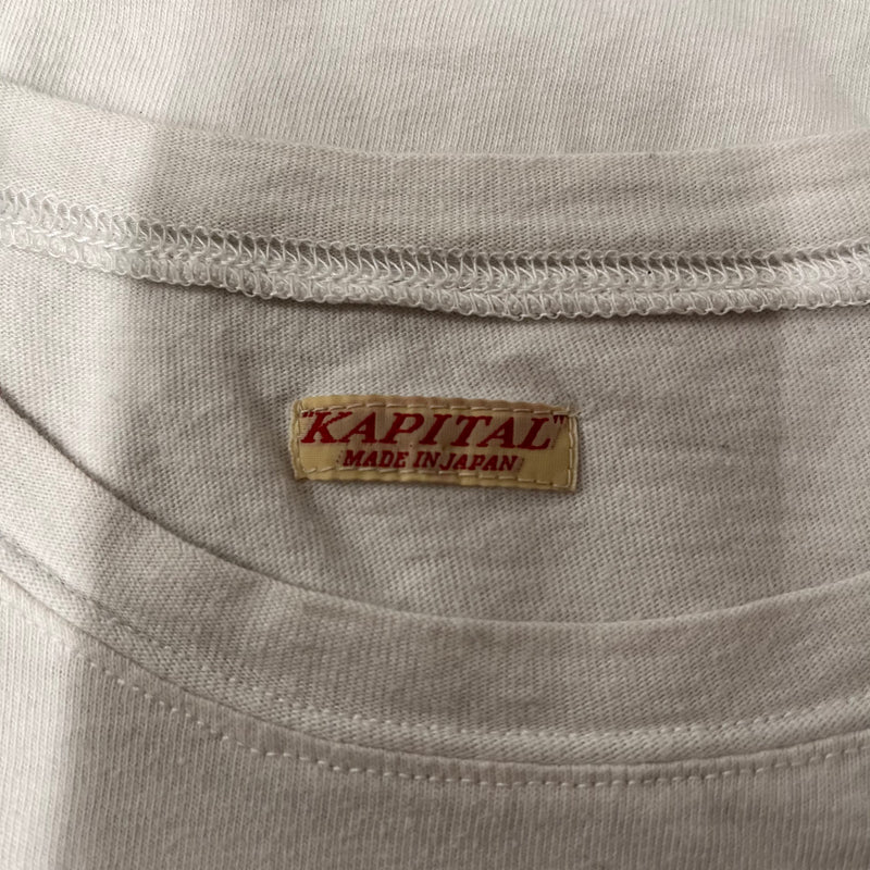 KAPITAL/T-Shirt/Cotton/WHT/Sewing machine
