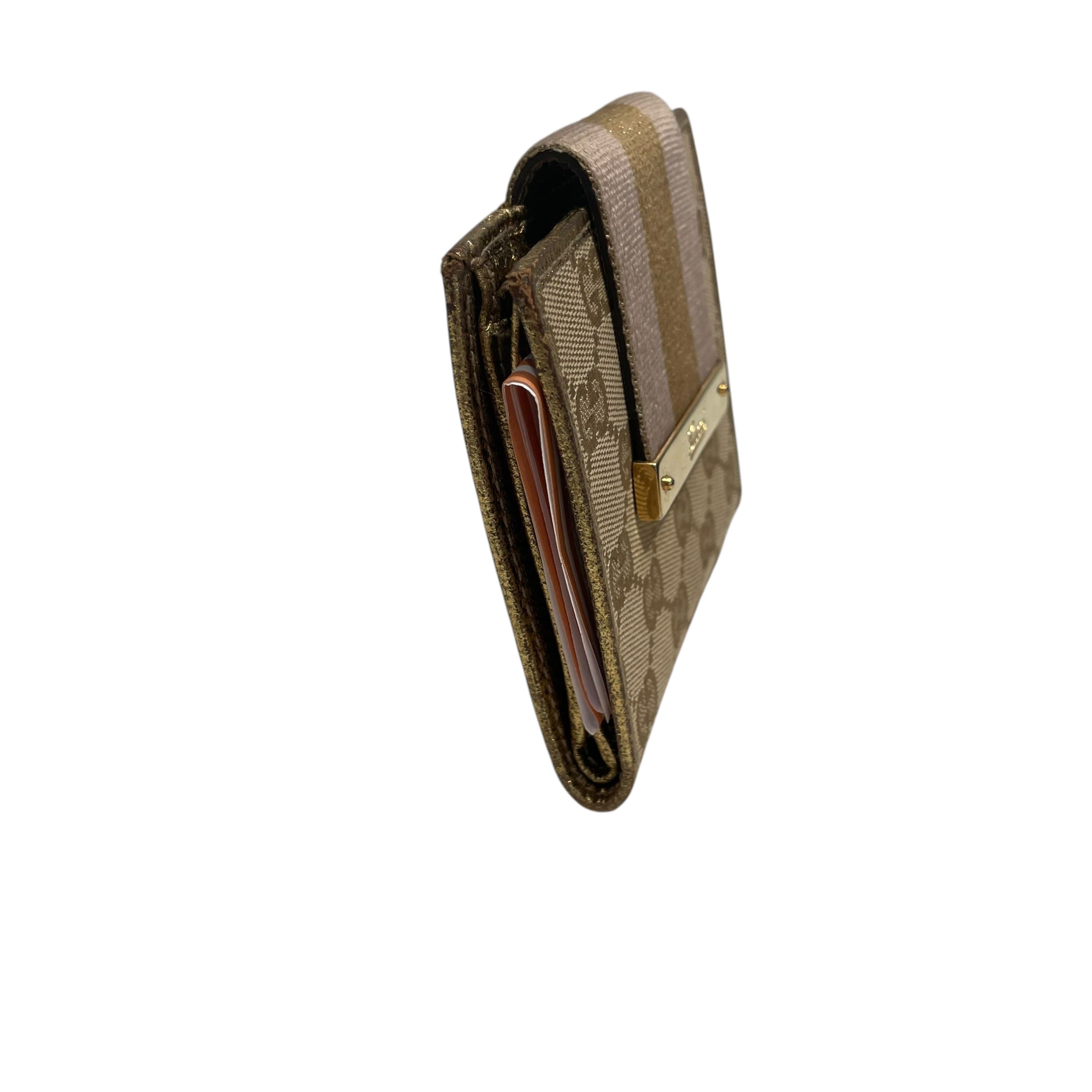 GUCCI/Wallet/Leather/BEG/L's/Pink & Gold French Flap view 3