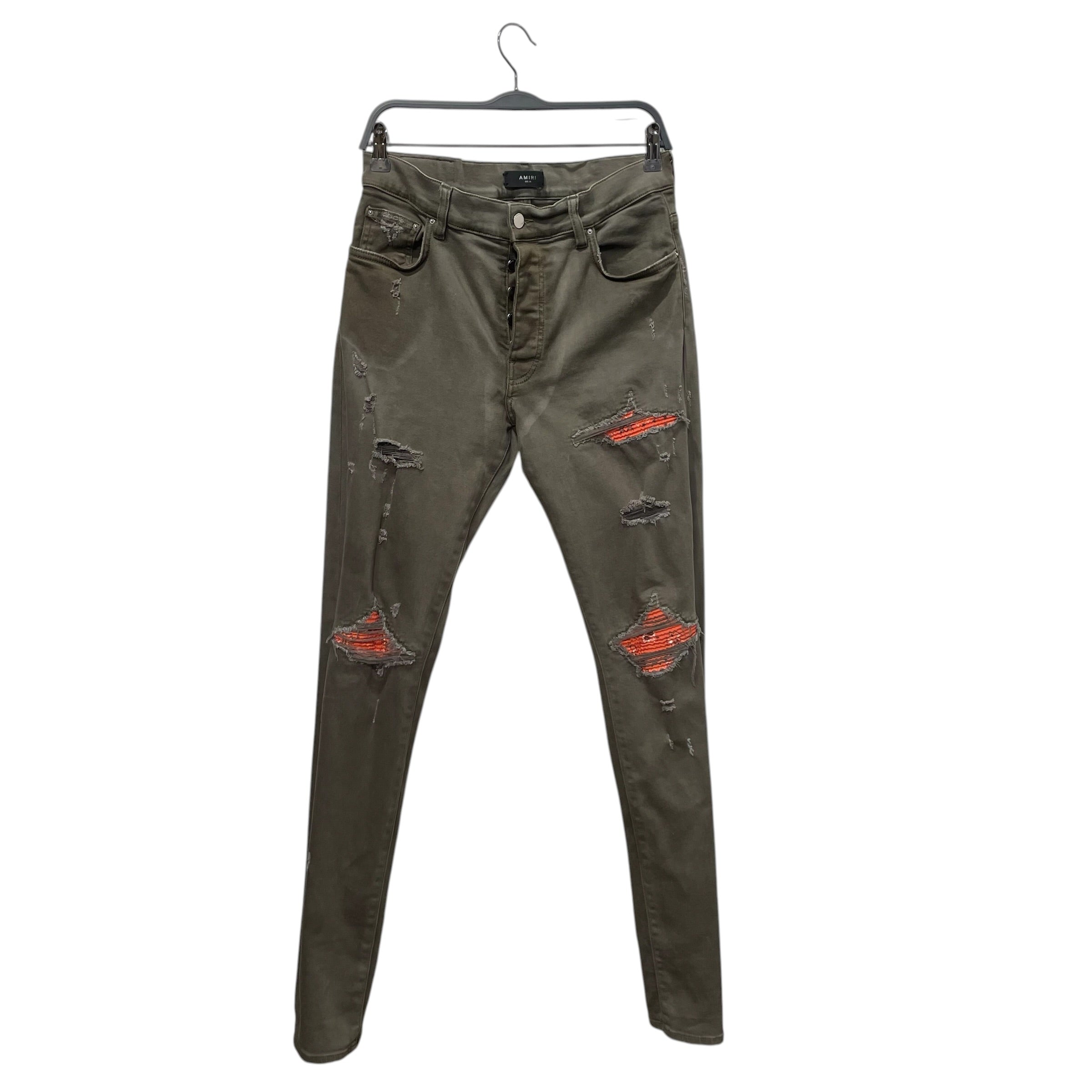 AMIRI/Pants/34/Cotton/GRN/ORN PAISLEY RIPS view 1