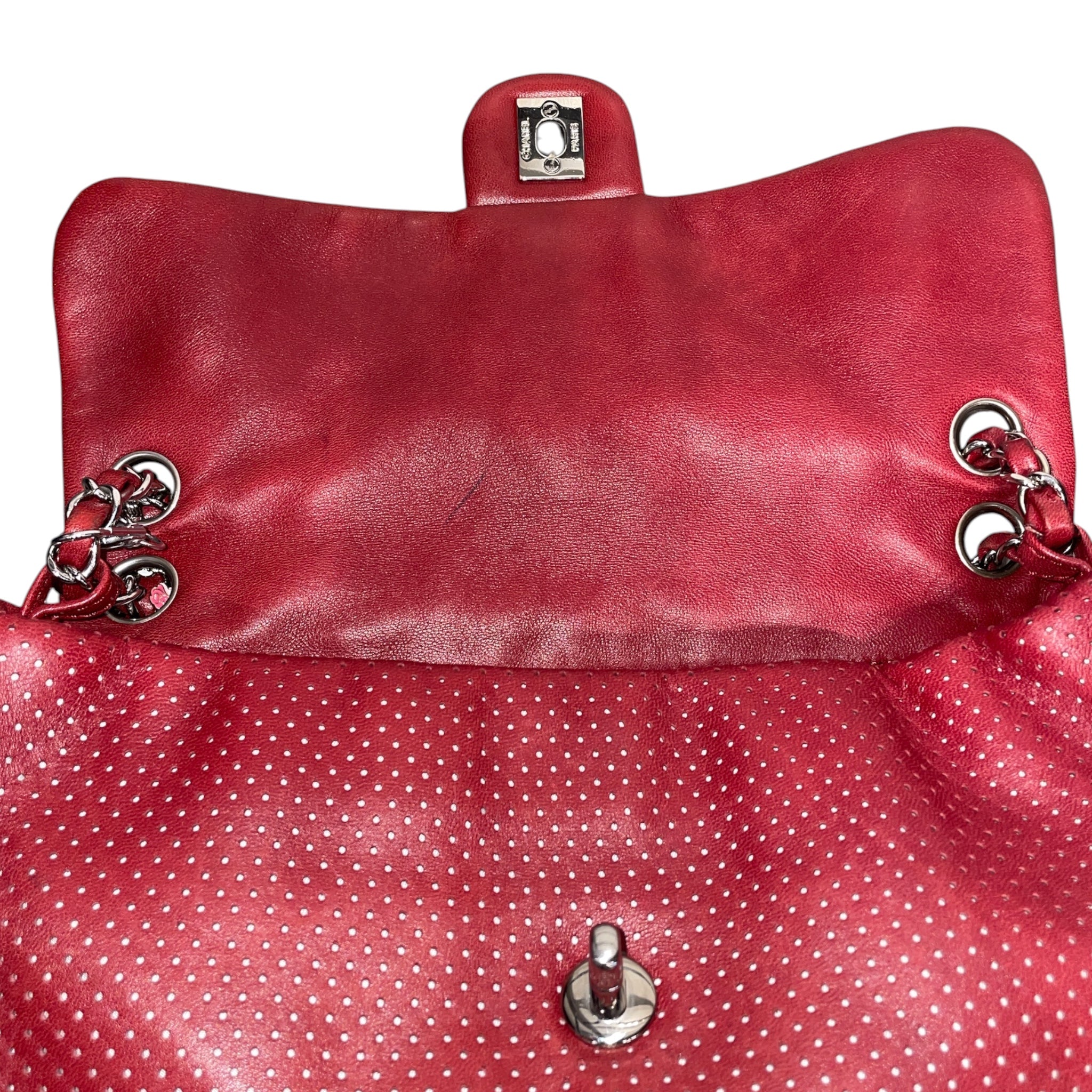 CHANEL/Bag/RED/PERFORATED LEATHER FLAP BAG view 8
