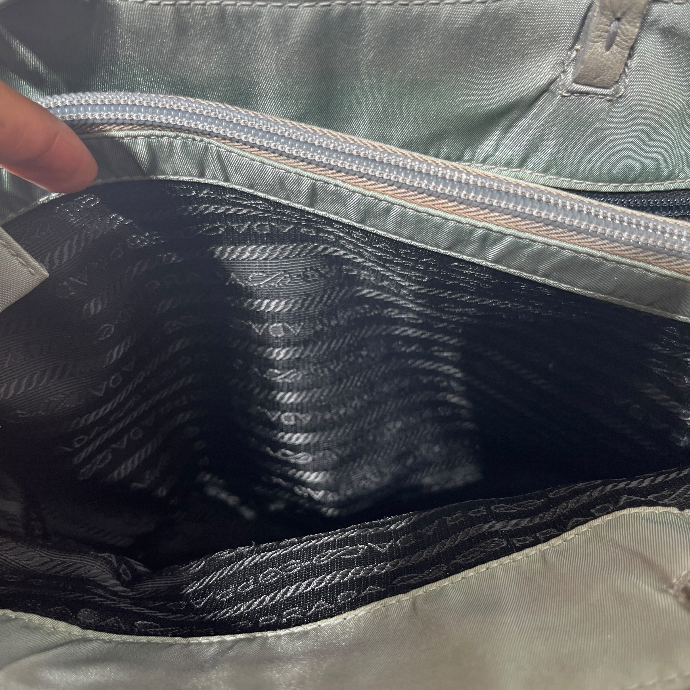 PRADA/Hand Bag/Nylon/GRY/Chain Straps Tote Quilted view 5