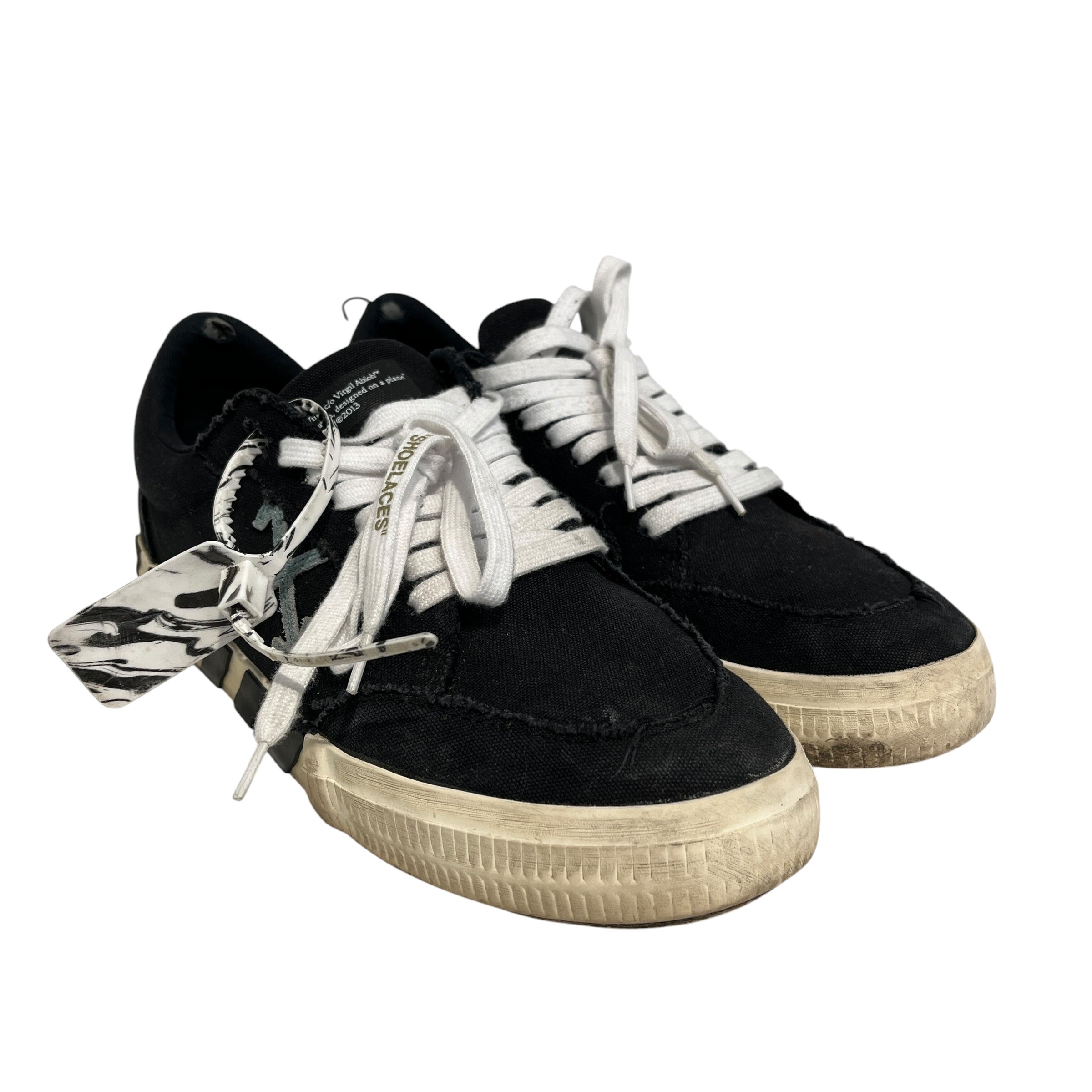 OFF-WHITE/Low-Sneakers/EU 44/Stripe/Cotton/BLK/vulcanized low view 1