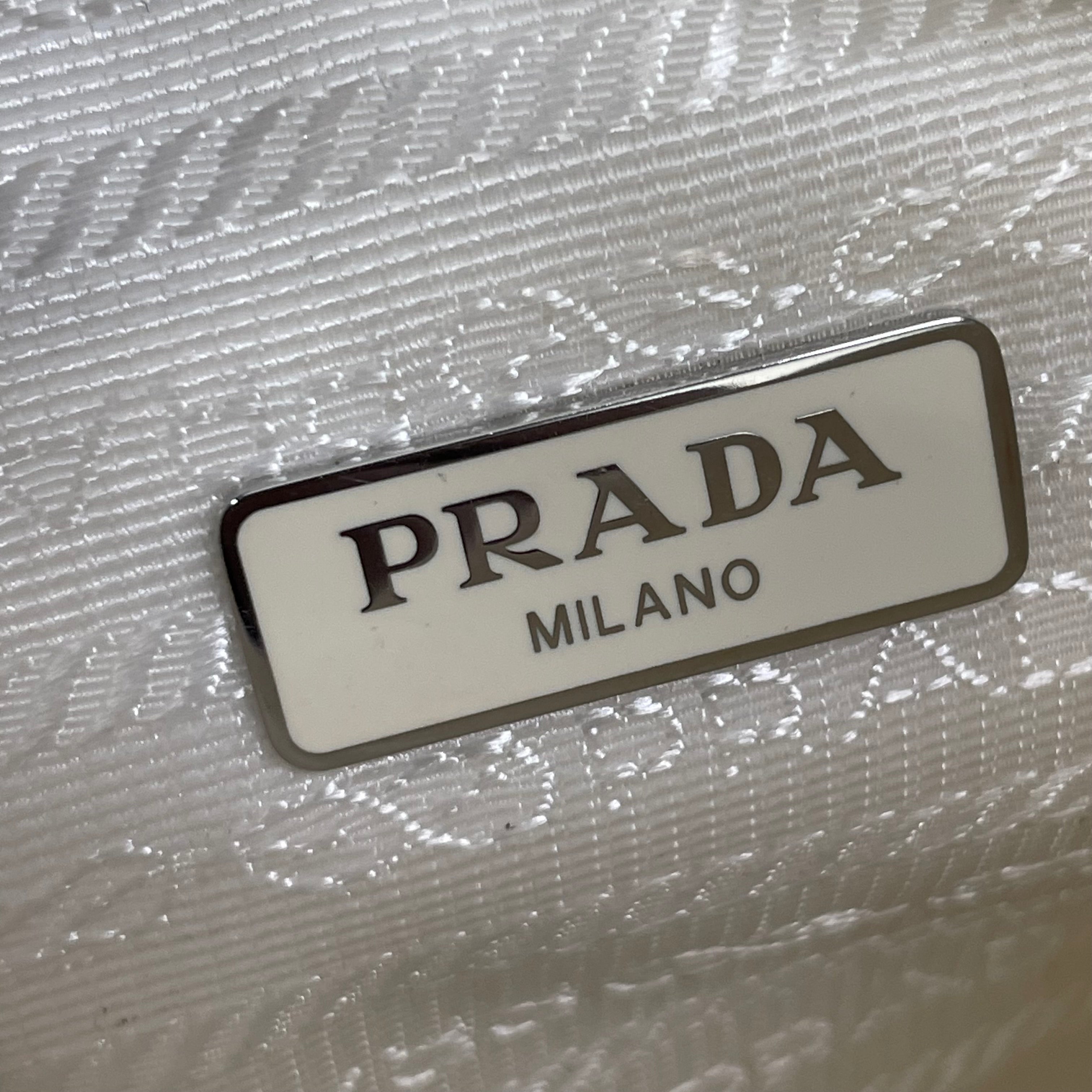 PRADA/Hand Bag/Polka dot/Nylon/WHT/BLACK DOTS/SILVR ZIPPER view 5