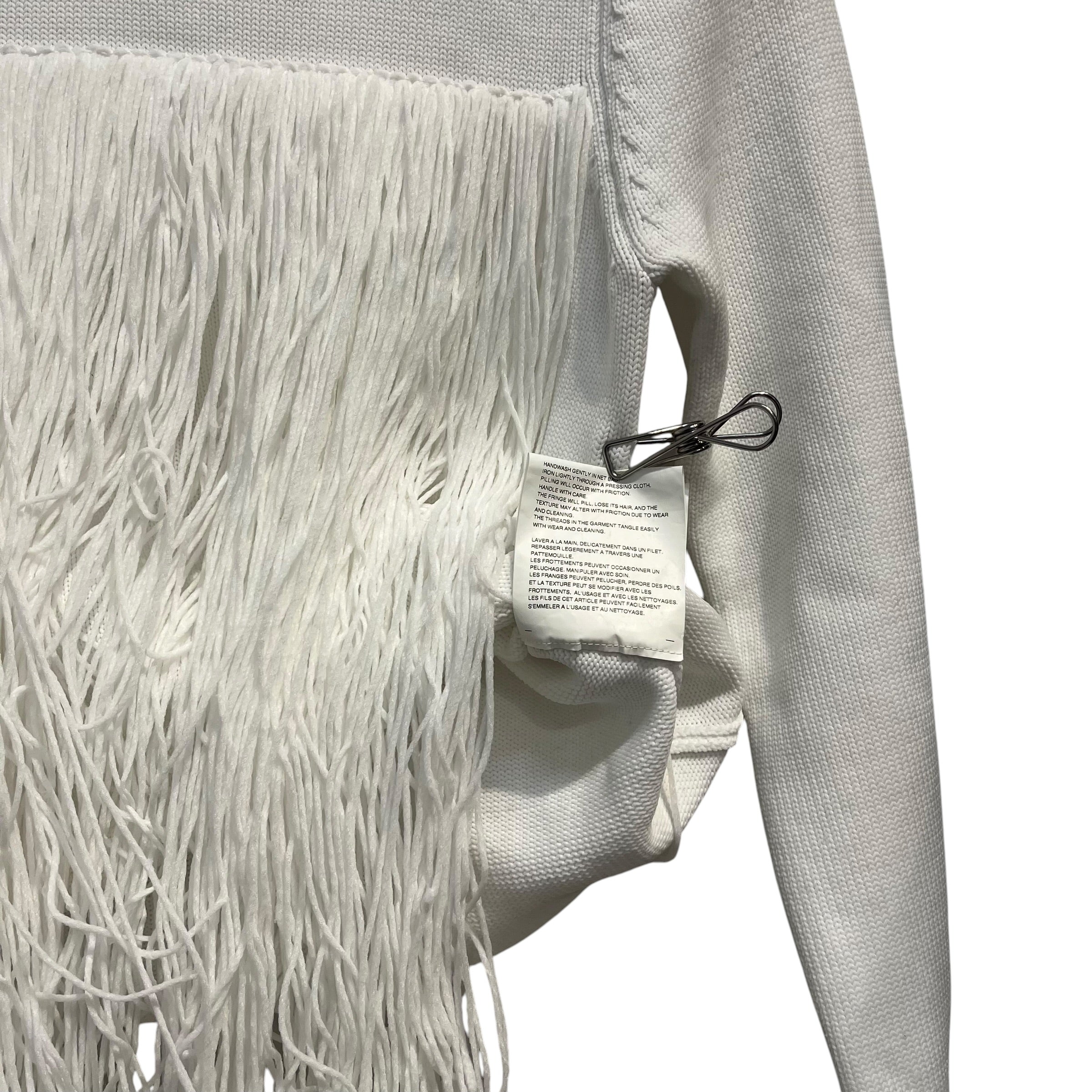 COMME des GARCONS/Sweater/S/Polyester/WHT/KNIT FRINGE SWEATER view 4