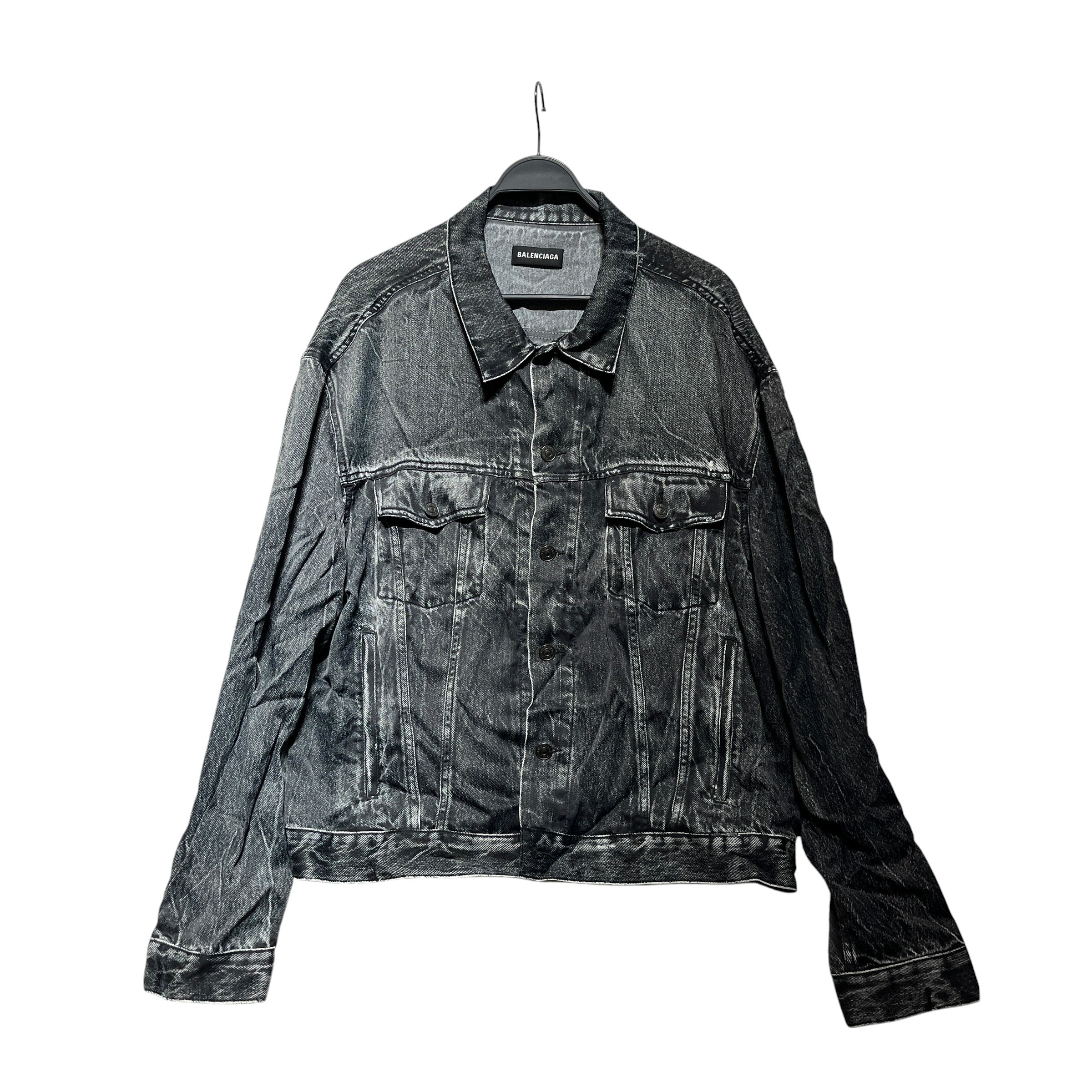 BALENCIAGA/LS Shirt/M/Polyester/GRY/trompe l'oeil denim print view 1