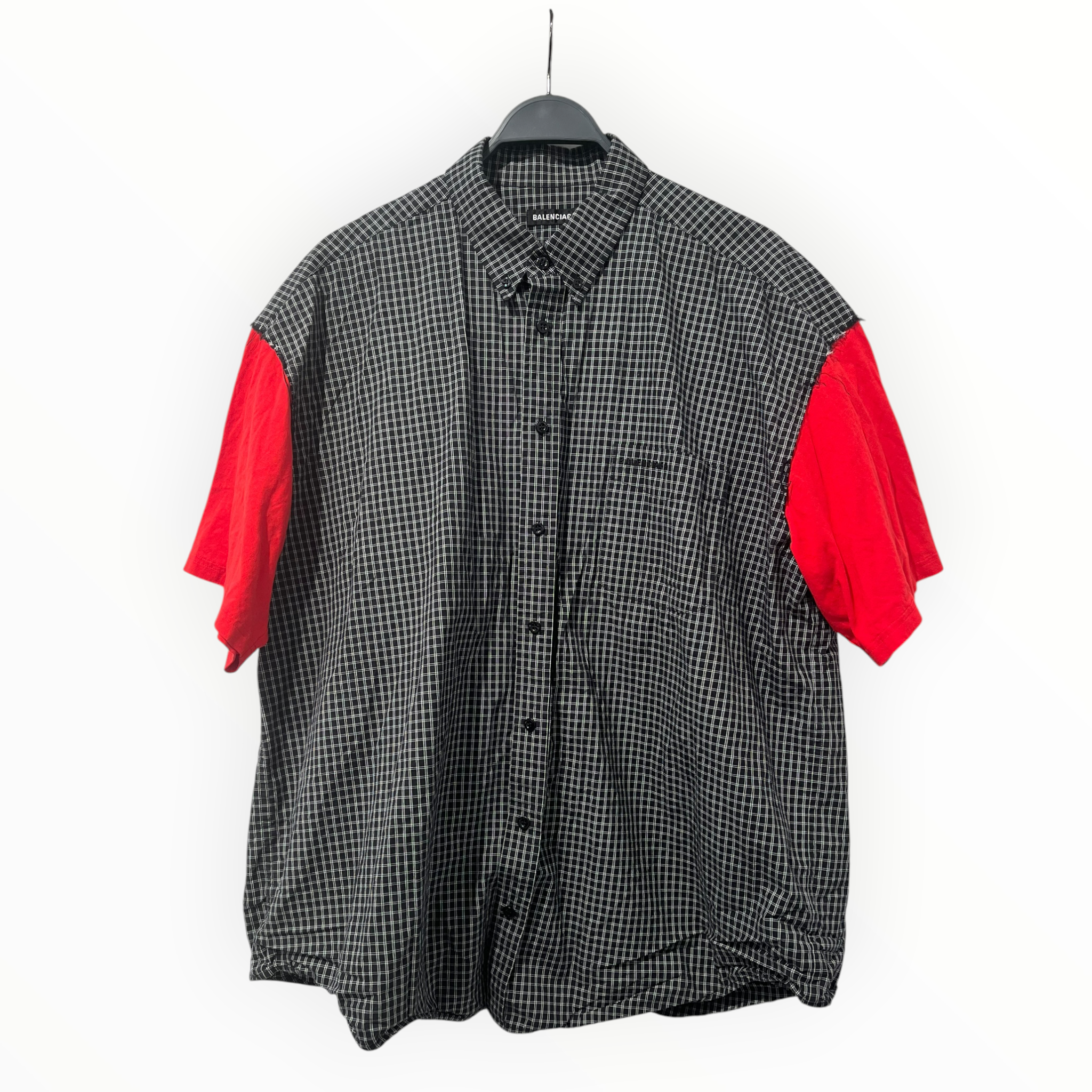 BALENCIAGA/Shirt/BLK/RED TEE SLEEVES GRID view 1