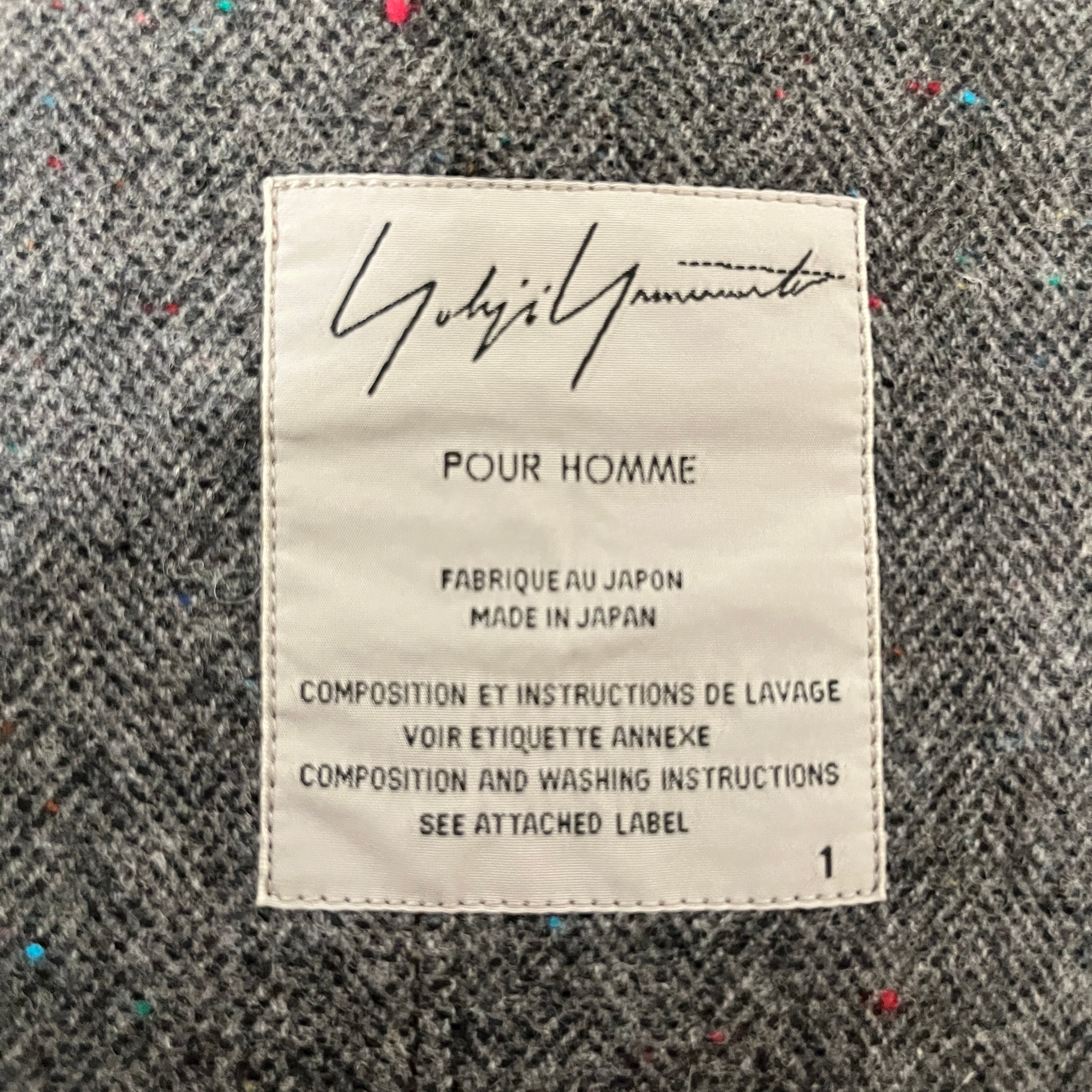 yohji yamamoto POUR HOMME/Jacket/1/Wool/GRY/RAINBOW SPECS HP-J41-102 view 3