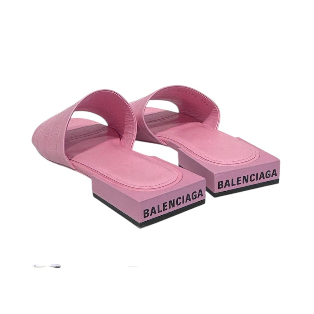 BALENCIAGA/Sandals/US 5/Animal Pattern/Leather/PNK/BOX SANDALS F05 CROCODILE CALF view 2