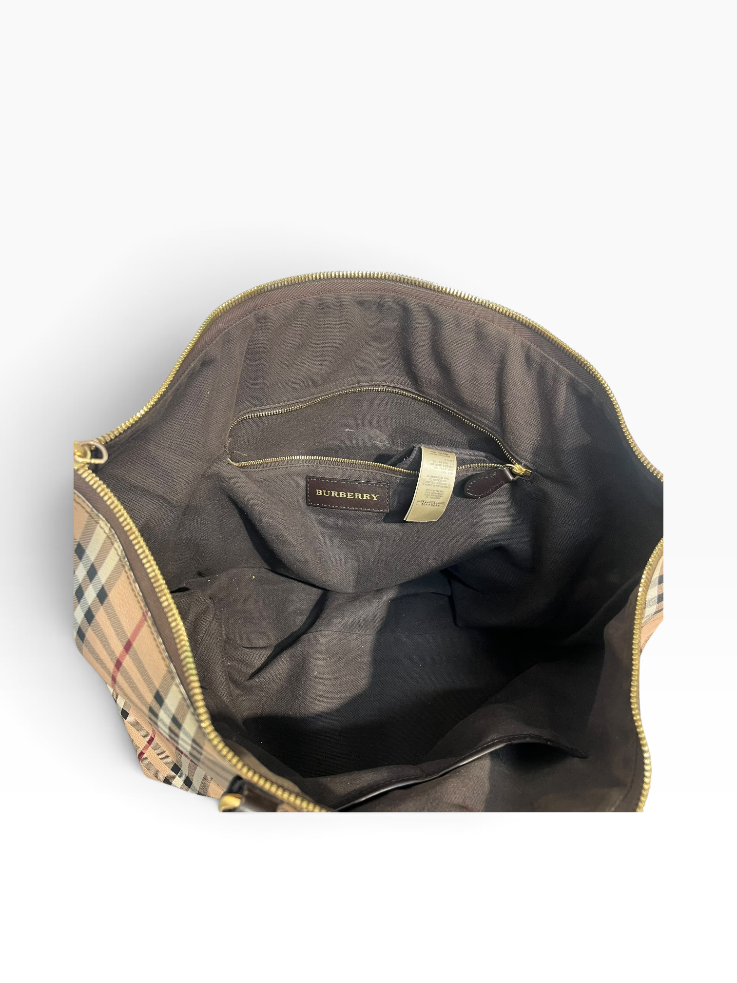 BURBERRYS/Tote Bag/Plaid/Leather/BEG/ziper tote view 4