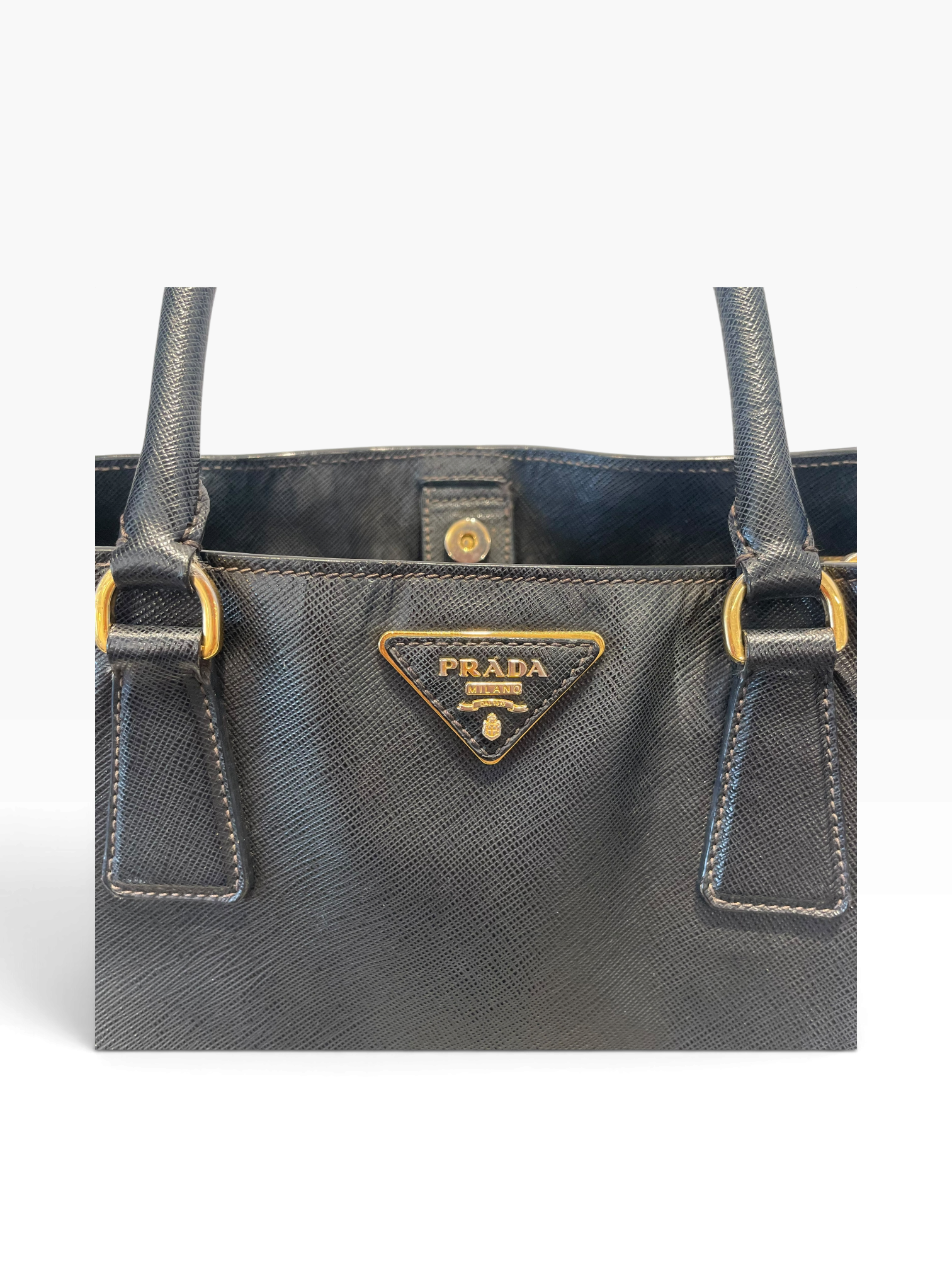 PRADA/Hand Bag/Leather/BLK/Galleria Saffiano view 5