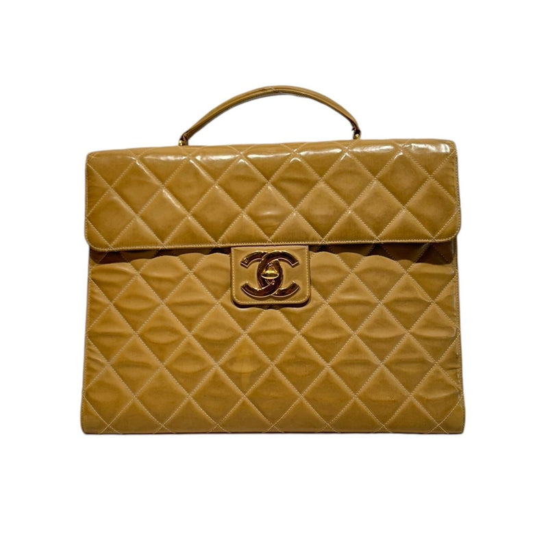 CHANEL/Briefcase/OS/Leather/BEG/CC Turnlock Matelasse