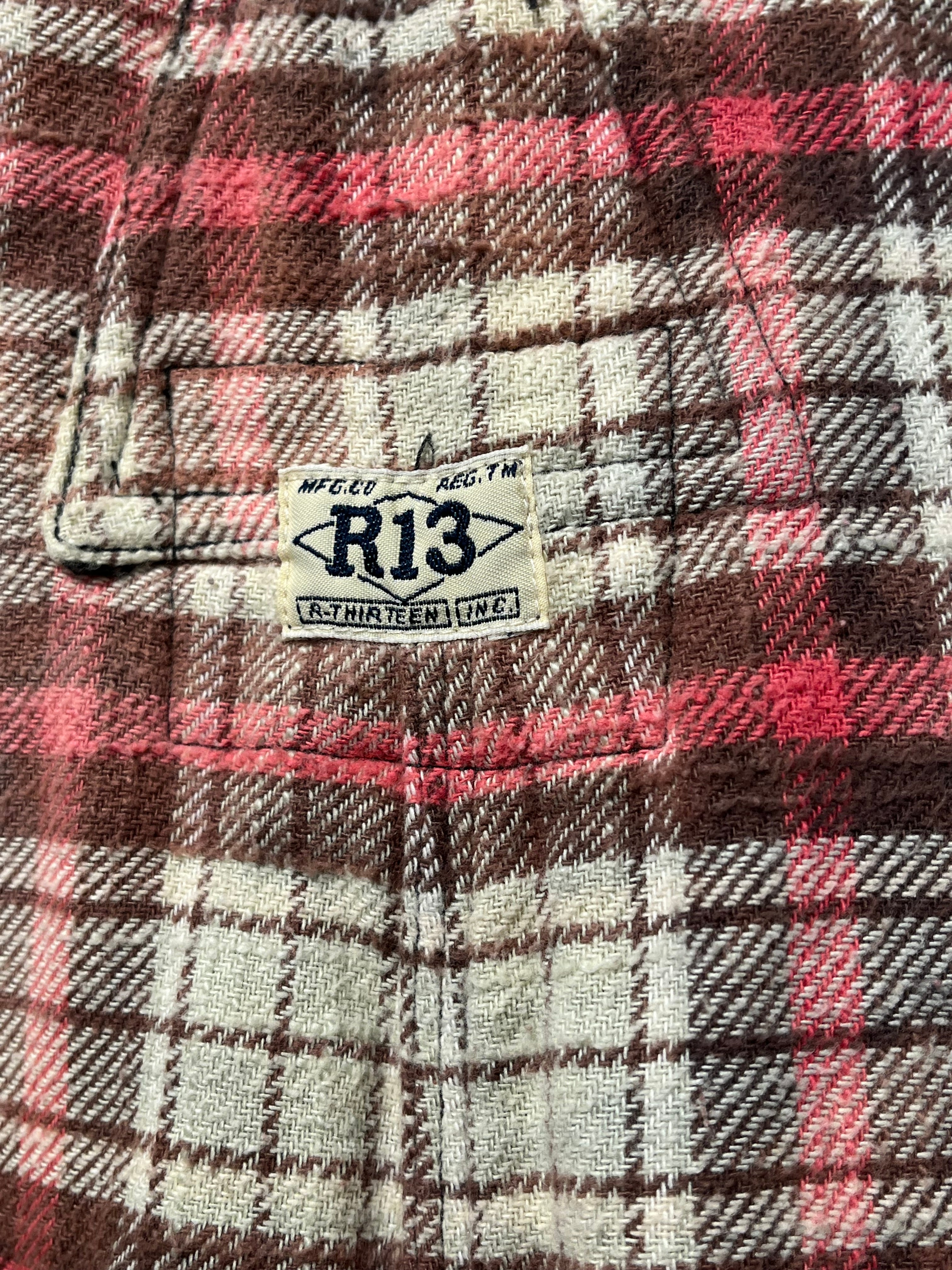 R13/Overall/S/Plaid/Cotton/RED/WIDE LEG CROPPED OVERSALLS view 3