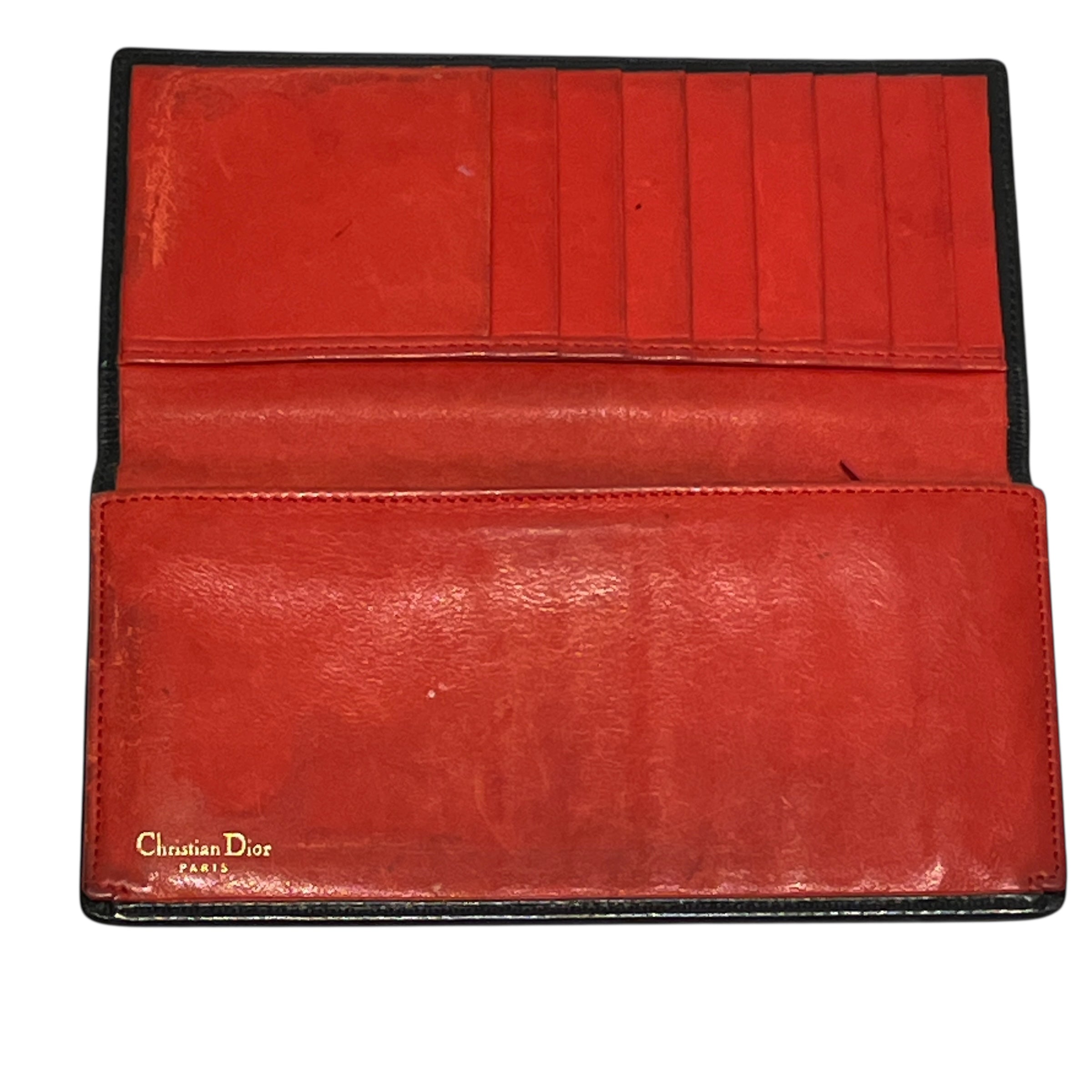 Christian Dior/Long Wallet/Leather/BLK/CD CENTER LOGO RED INTERIOR view 4