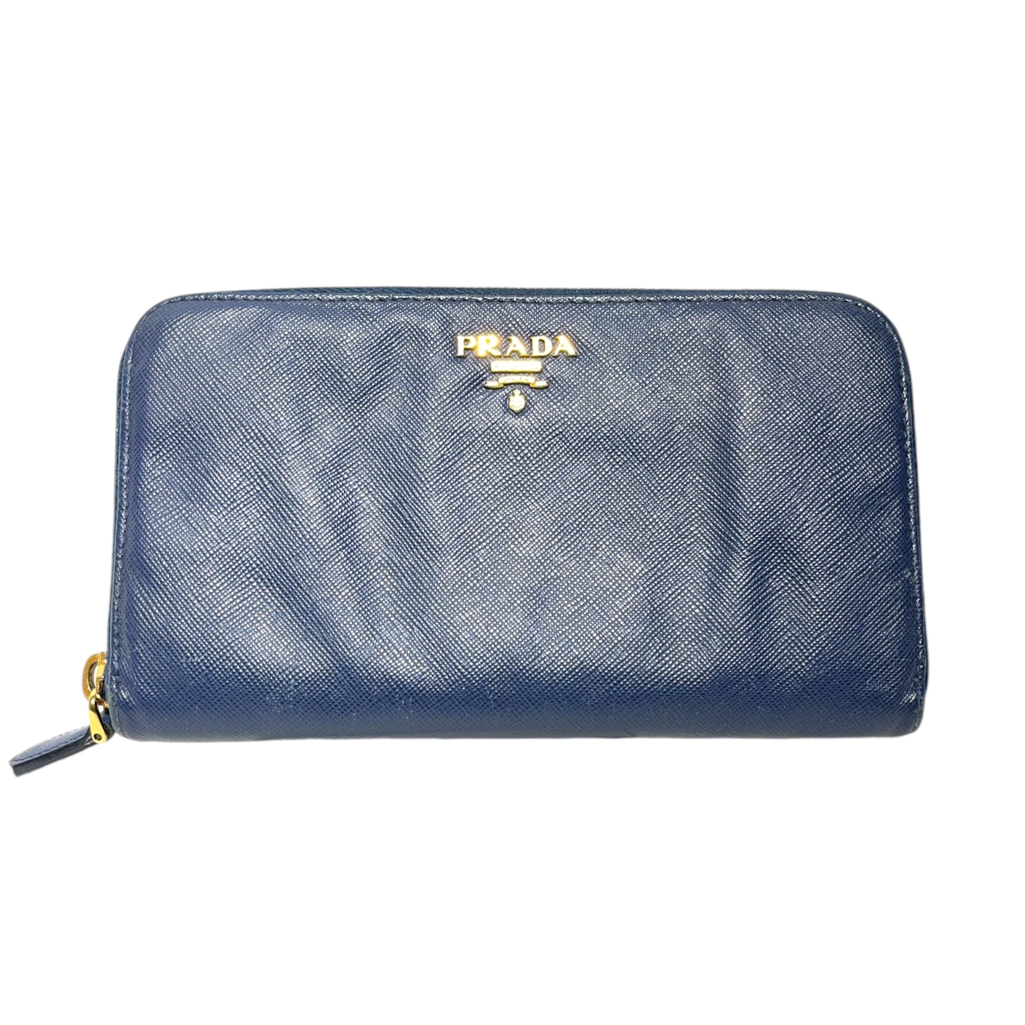 PRADA/Long Wallet/Leather/BLU/ view 1