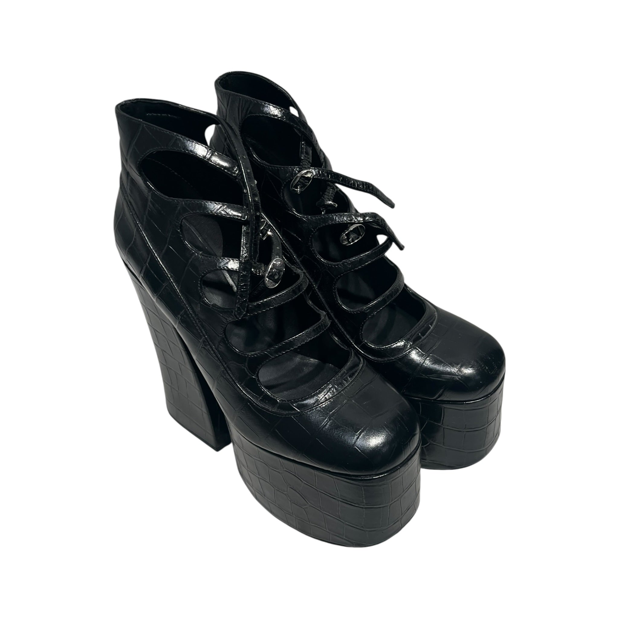 MARC JACOBS/Booties/EU 38/Animal Pattern/Leather/BLK/KIKI platforms view 1