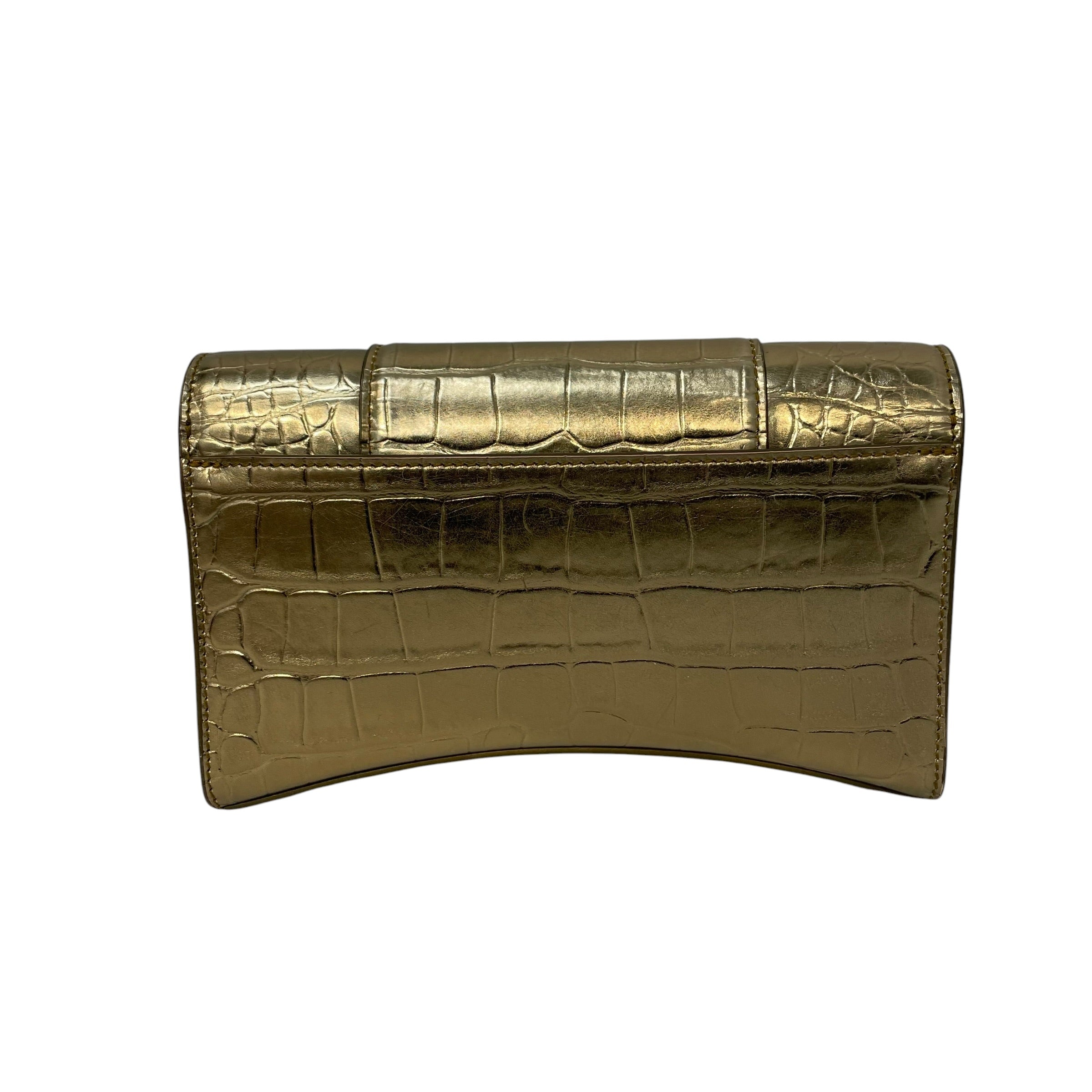 BALENCIAGA/Cross Body Bag/Leather/GLD/hourglass croc view 2