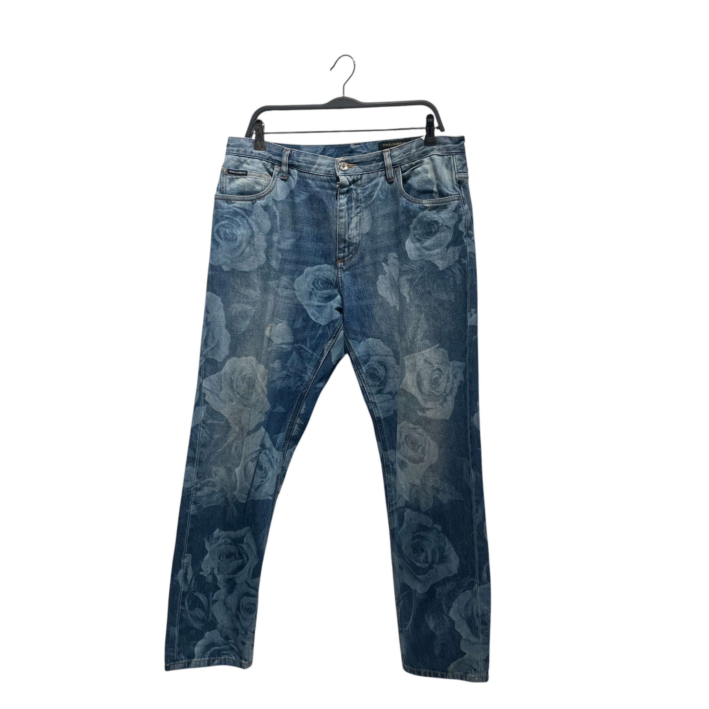 DOLCE&GABBANA/Pants/50/Cotton/BLU/Floral Pattern/LOOSE FIT ROSE PRINT view 1