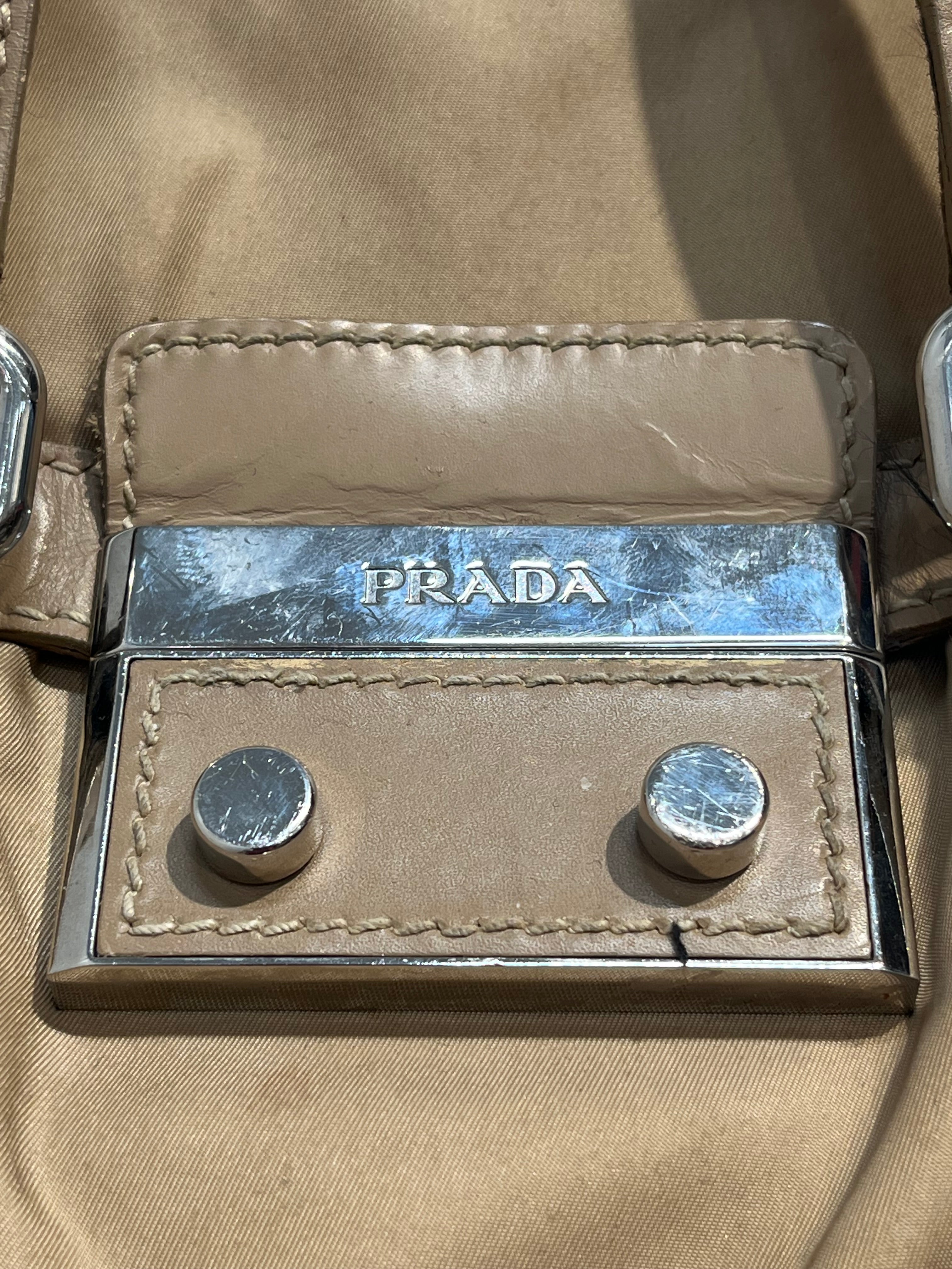 PRADA/Hand Bag/Nylon/BEG/VITELLO DAINO PUSHLOCK BAG view 7