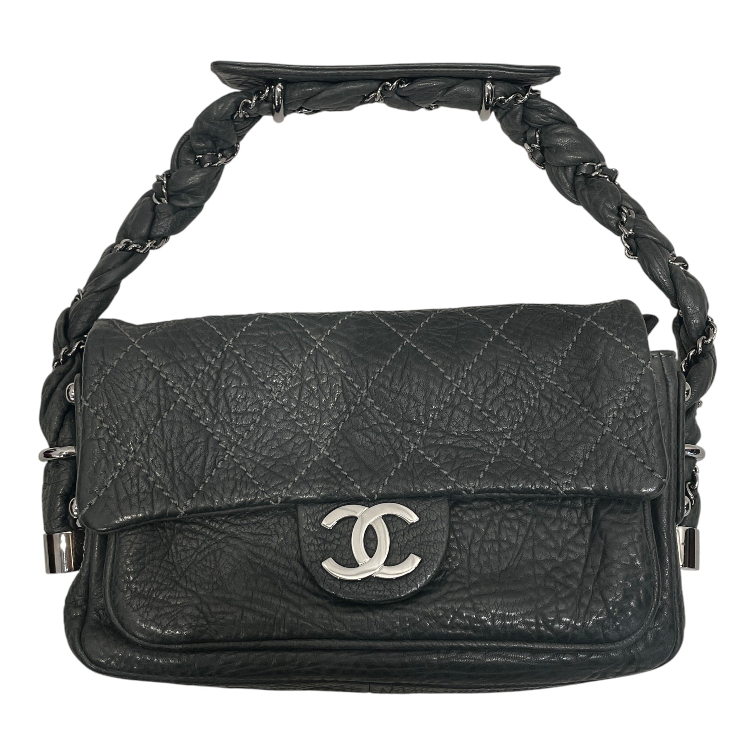 CHANEL/Hand Bag/Leather/GRY/CC LADY BRAID FLAP BAG view 1