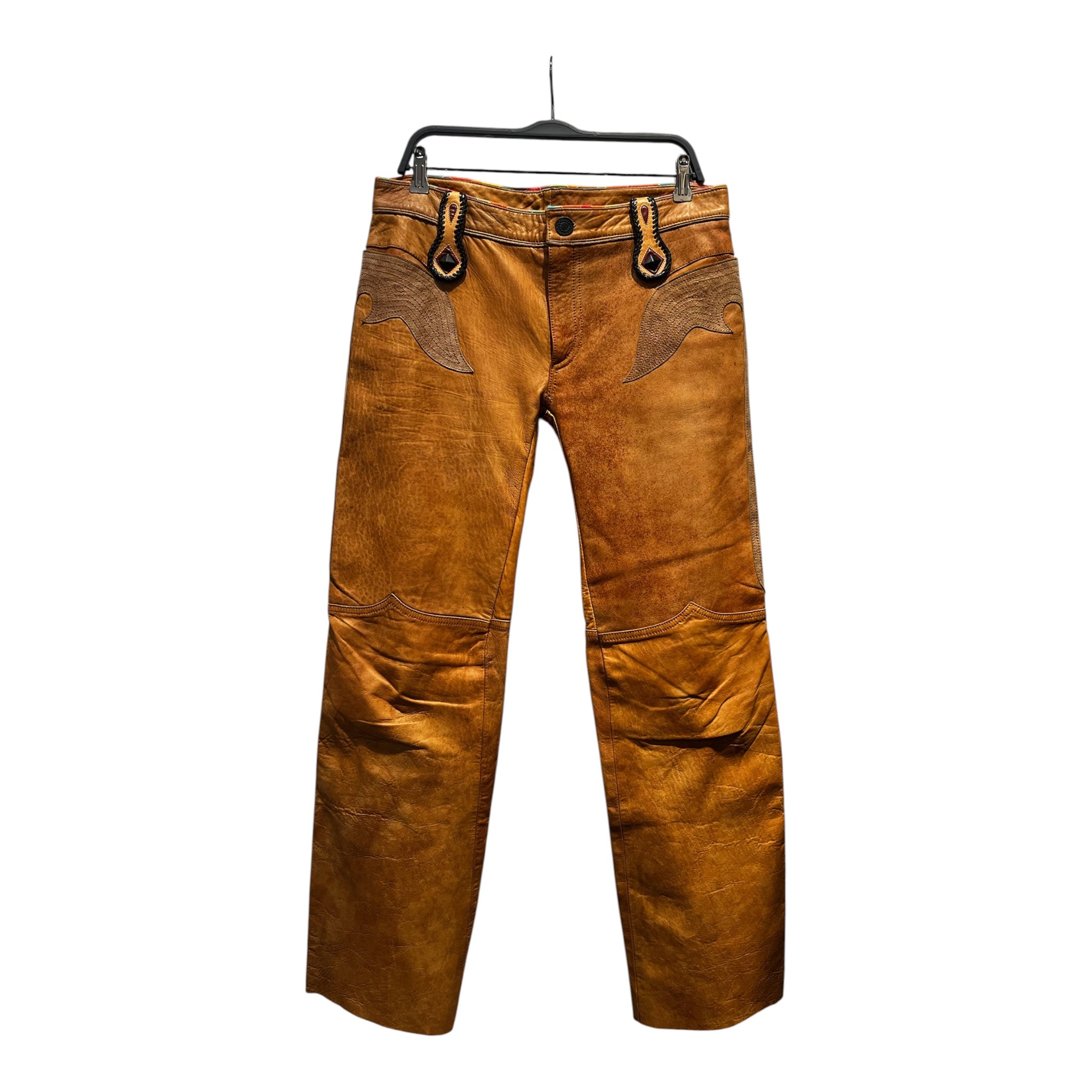 roberto cavalli/Straight Pants/8/Leather/CML/buckle back view 1