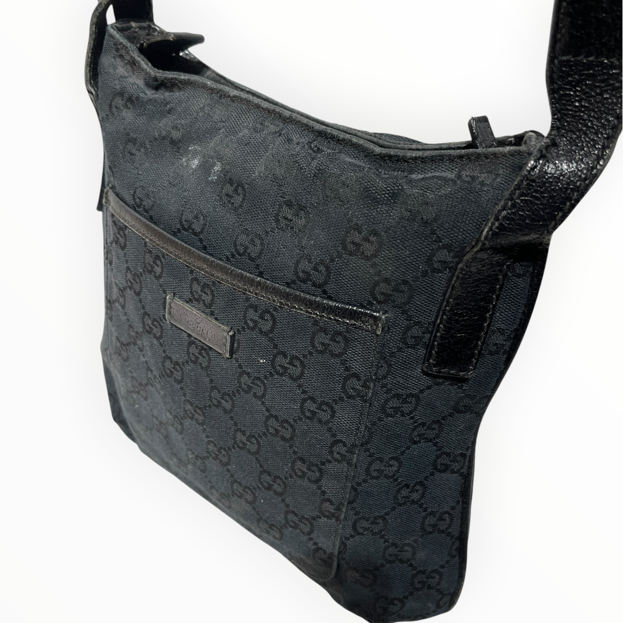 GUCCI/Hand Bag/Monogram/Cotton/BLK/VERY WELL USED view 5