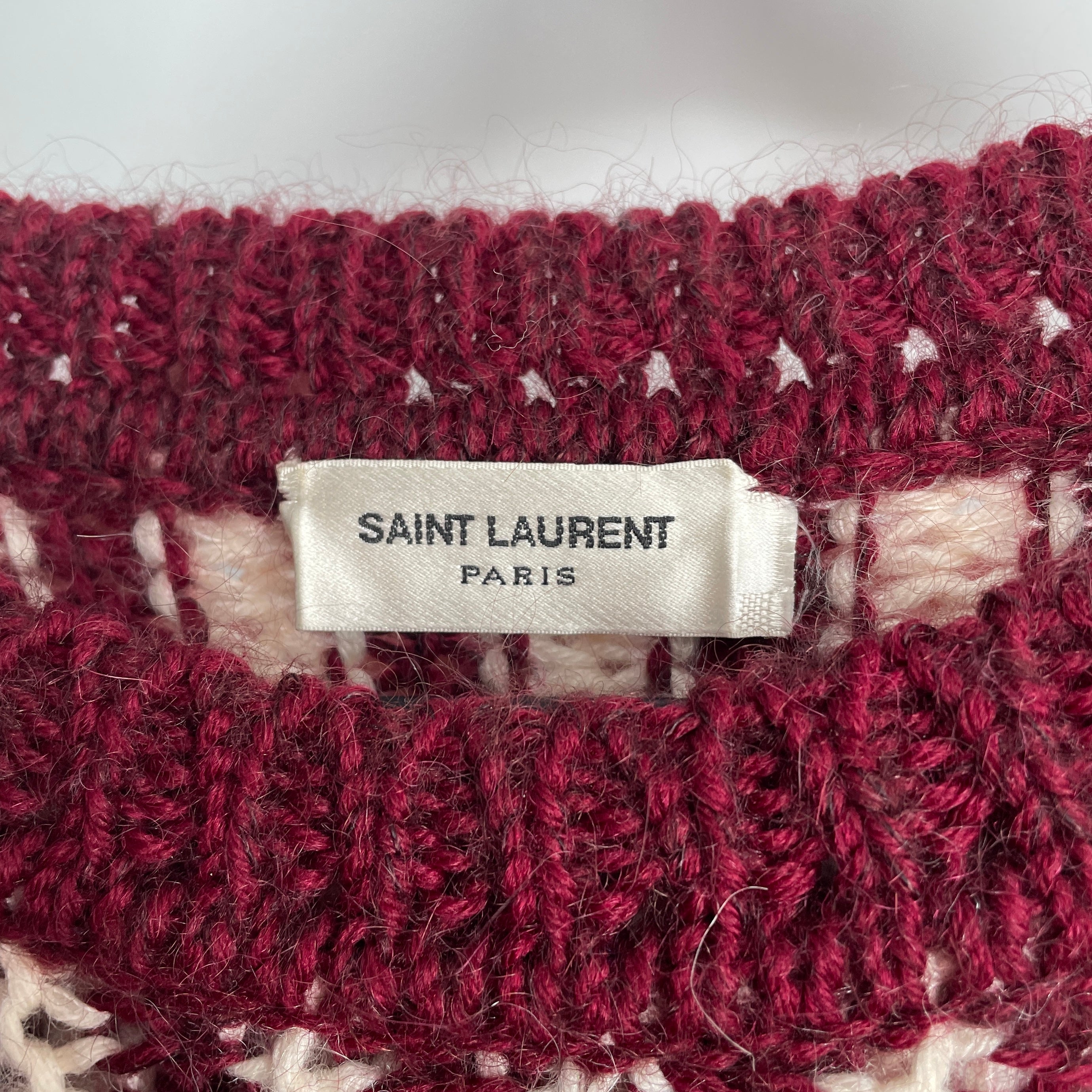SAINT LAURENT/Sweater/L/Stripe/Wool/WHT/WOOL BLEND STRIPED SWEATER view 3