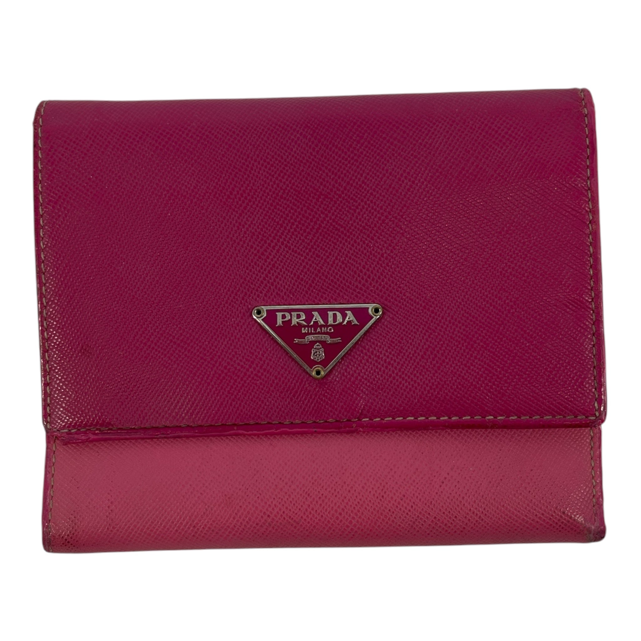 PRADA/Trifold Wallet/Leather/PNK/TWO TONE SAFFIANO LEATHER view 3