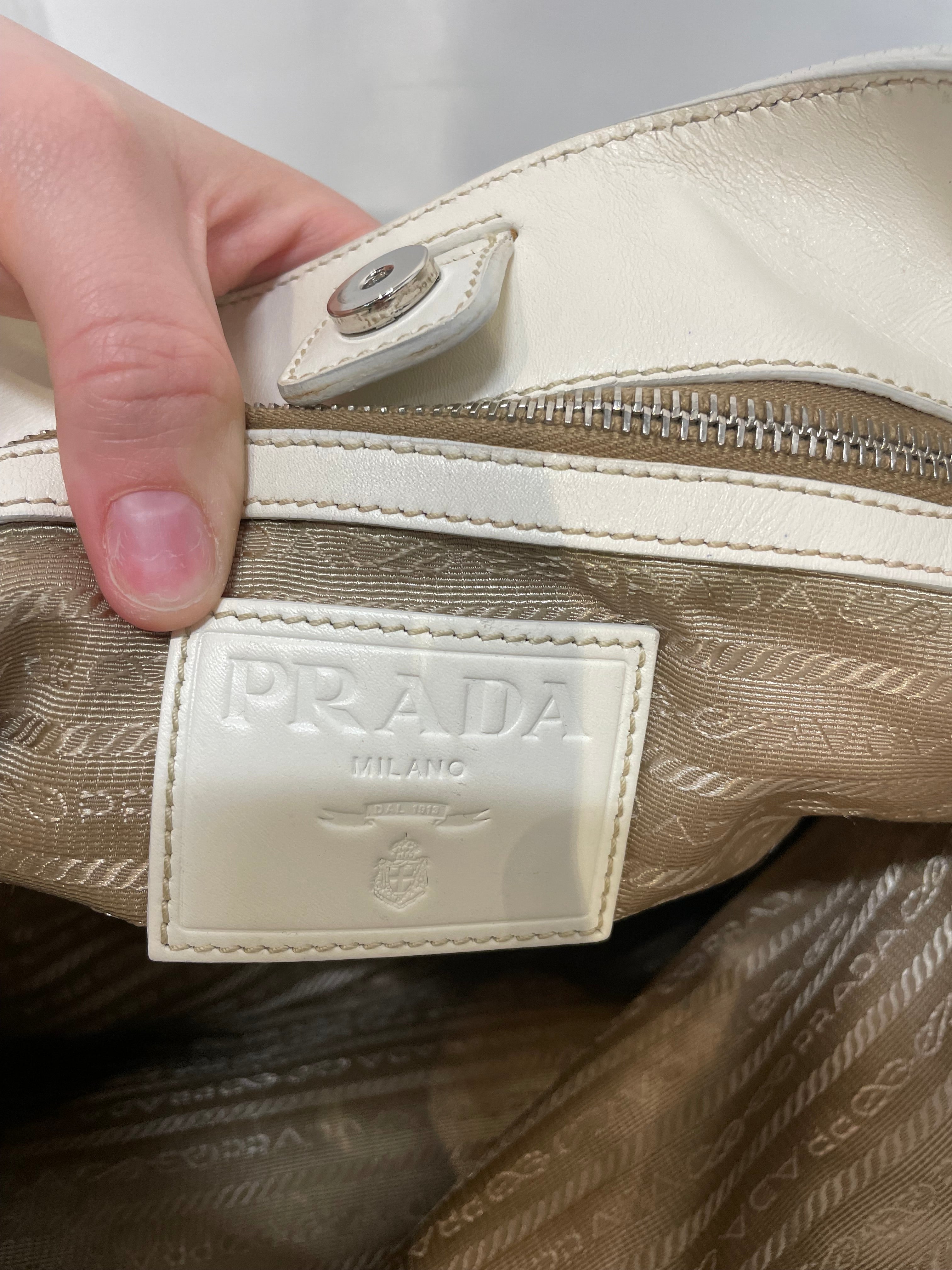 PRADA/Bag/Cotton/BEG/hobo canapa satchel white edge view 4