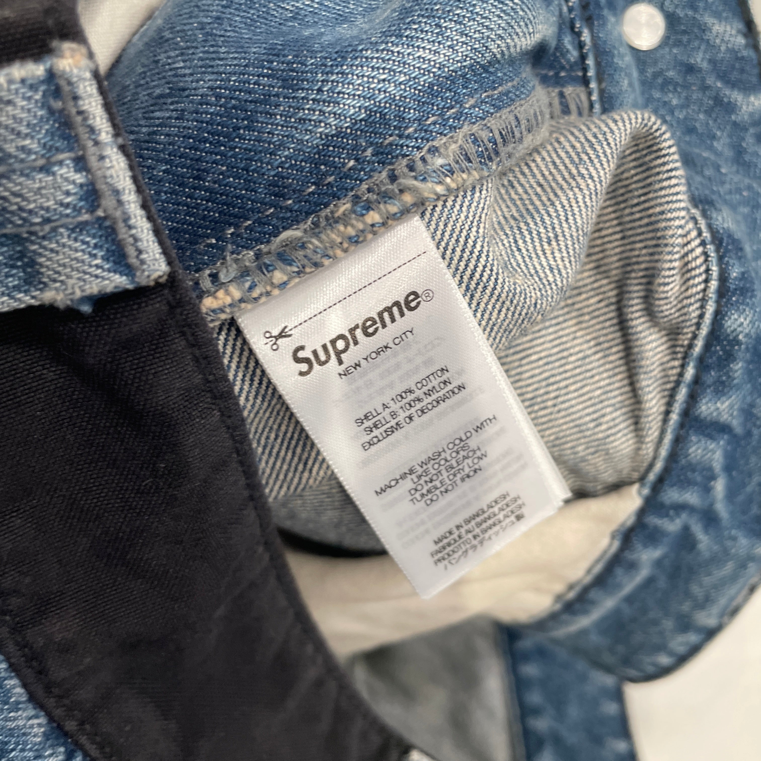 Supreme/DICKIES/Straight Pants/34/Cotton/BLU/BLK PATCHWORK view 4