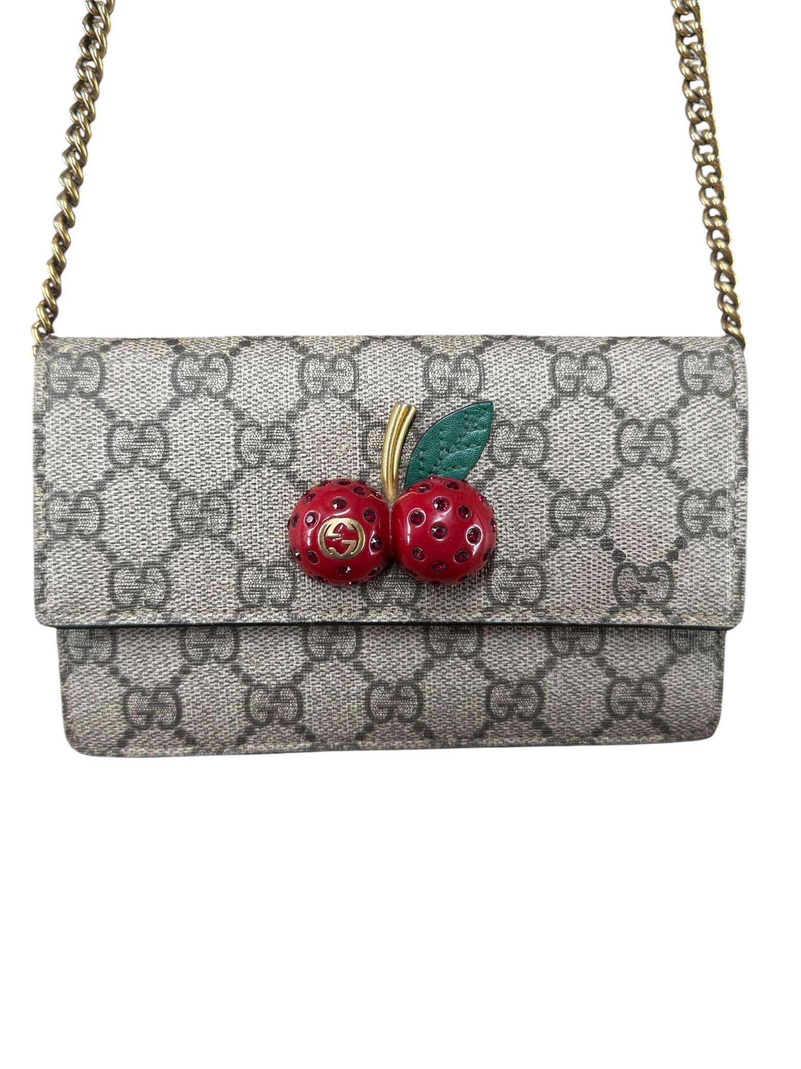 GUCCI/Cross Body Bag/Monogram/Leather/MLT/JEWELED CHERRY view 3