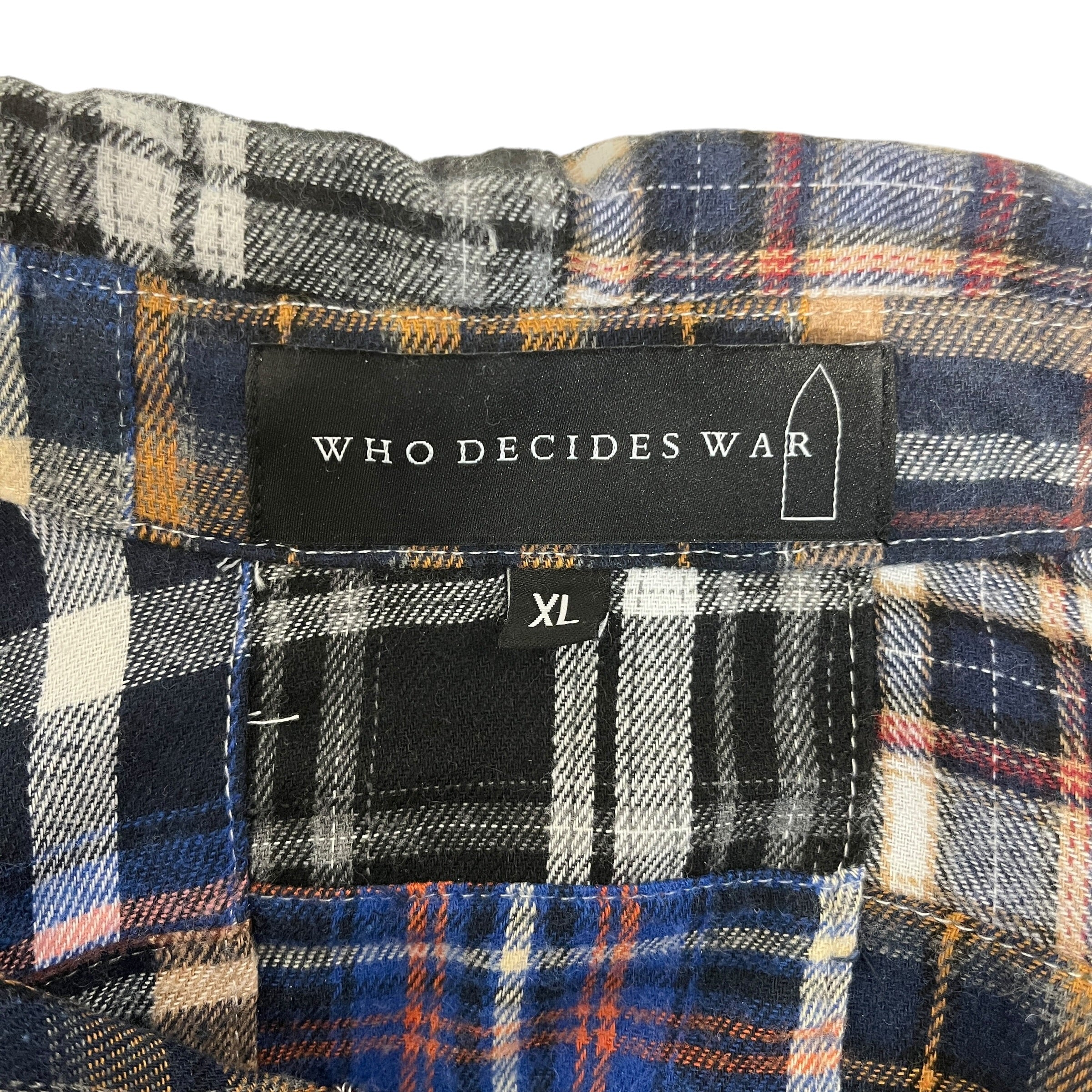 WHO DECIDES WAR/Flannel Shirt/XL/Cotton/NVY/Plaid/Pockets on Sleeves view 3