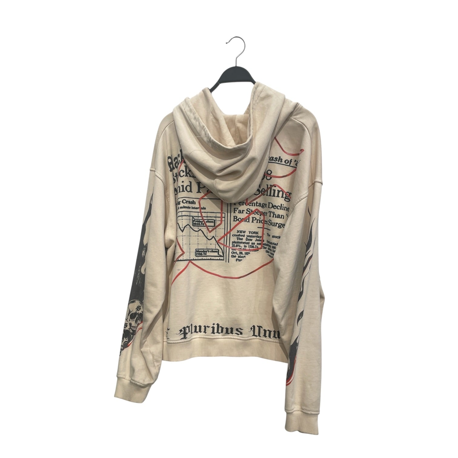 GODSPEED NEW YORK/Hoodie/XXL/Graphic/Cotton/CRM/SKELETON NEWSPAPER GRAPHIC view 2