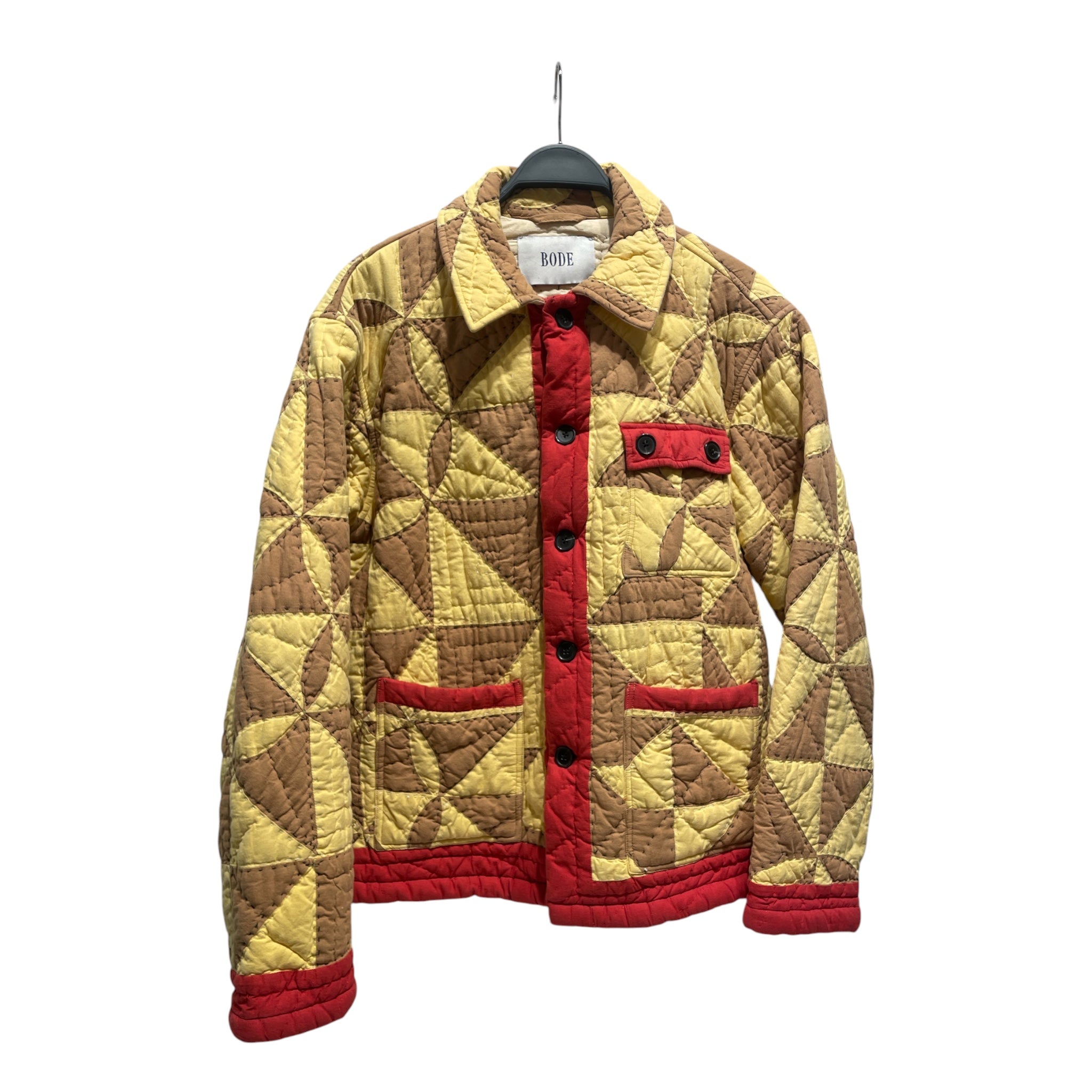 BODE/Quilted Jkt/L/Cotton/YEL/patchwork quilt/blk buttons view 1