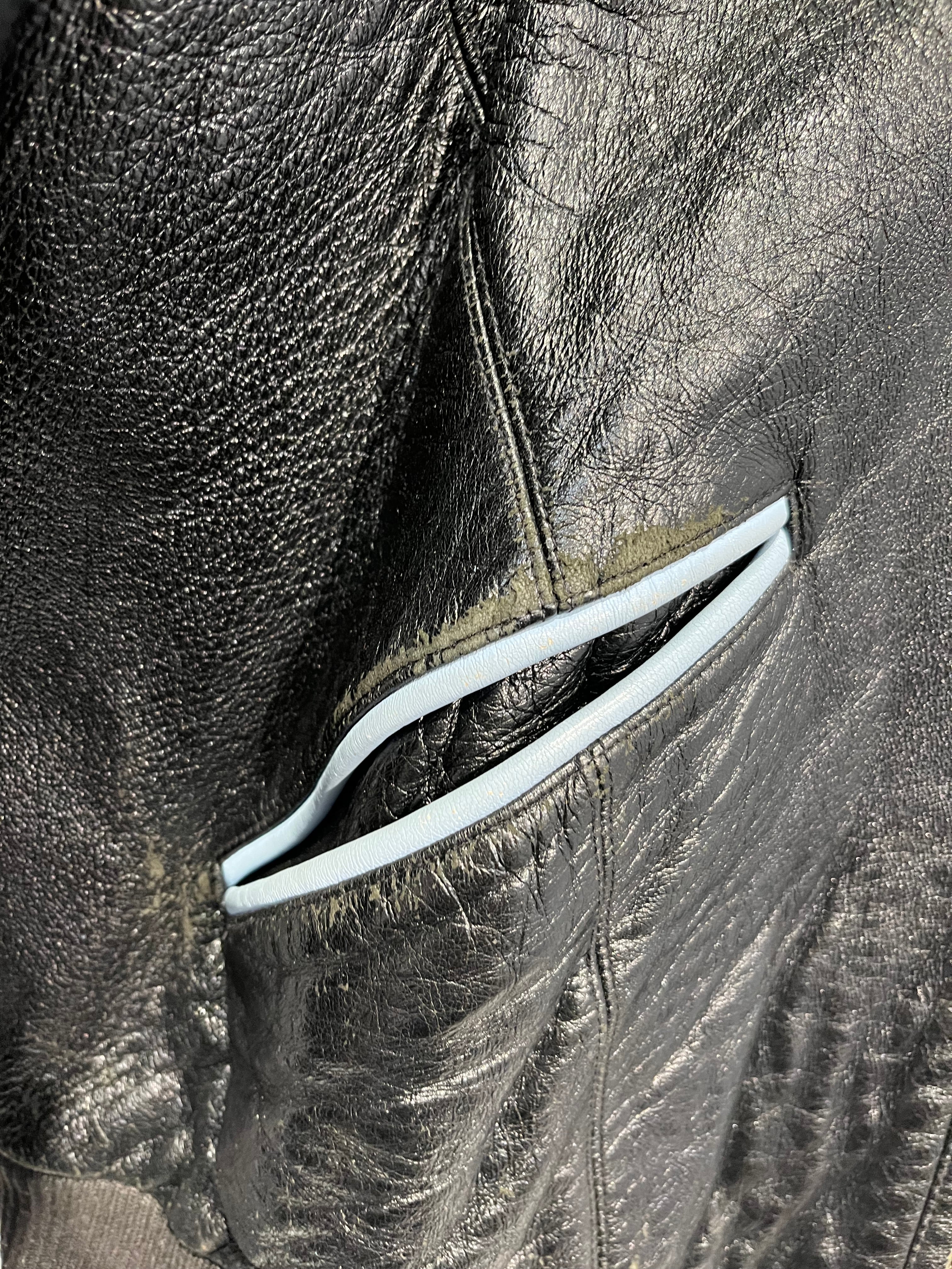 Pelle Pelle/Leather Jkt/16/Leather/BLK/LEATHER JKT BLUE STRIPES view 6