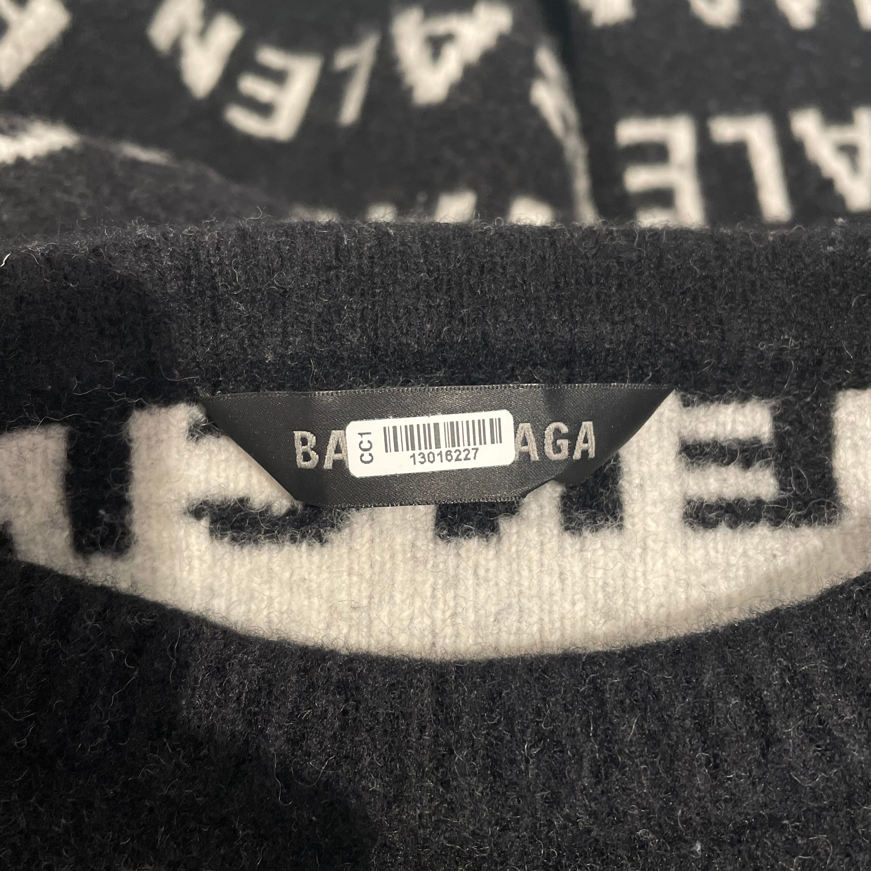 BALENCIAGA/Heavy Sweater/M/All Over Print/Wool/BLK/ view 3