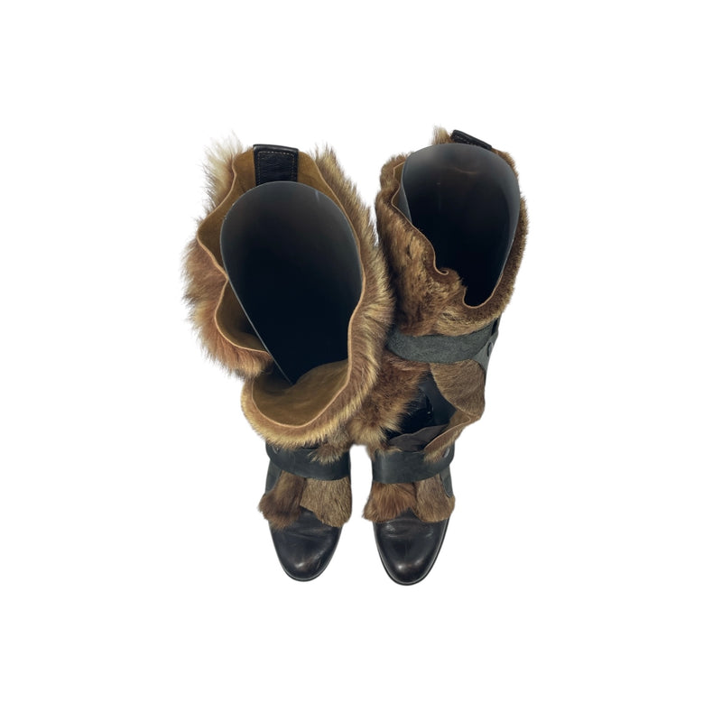 gianni barbato/Boots/US 10/Animal Pattern/Fur/CML/WOLF FUR TALL BOOTS