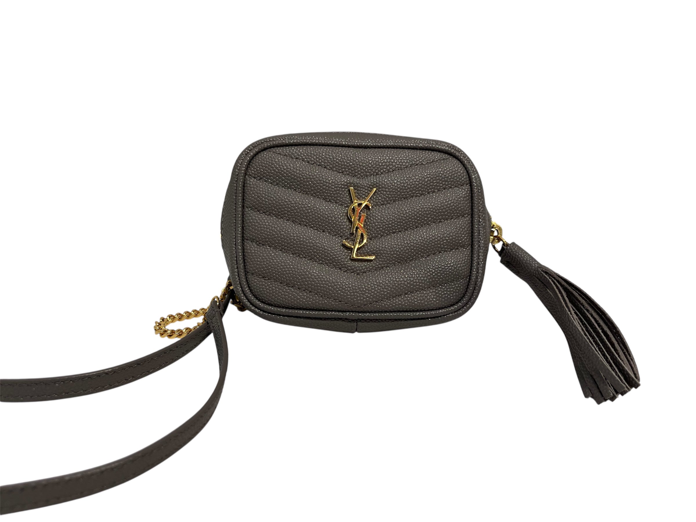 YVES SAINT LAURENT/Cross Body Bag/Leather/GRY/MINI LOU CAMERA BAG view 2